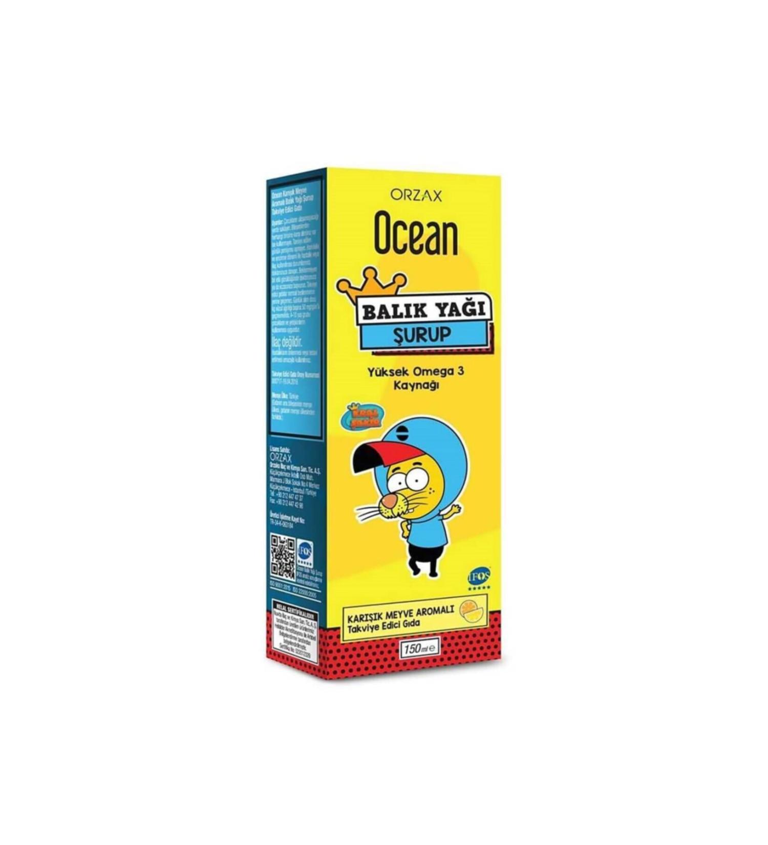 Ocean Fish Oil Syrup Mixed Fruit Flavor 150 ml (King akir)