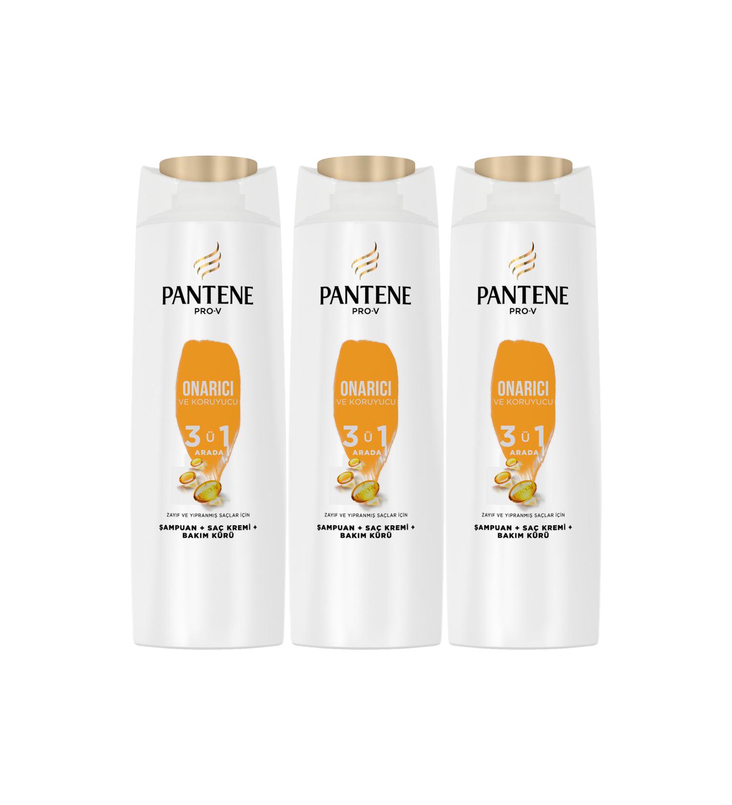 Pantene 3 in 1 Repair and Protective Shampoo 350 ml 3 Pieces - Buy Online on GoSupps.com