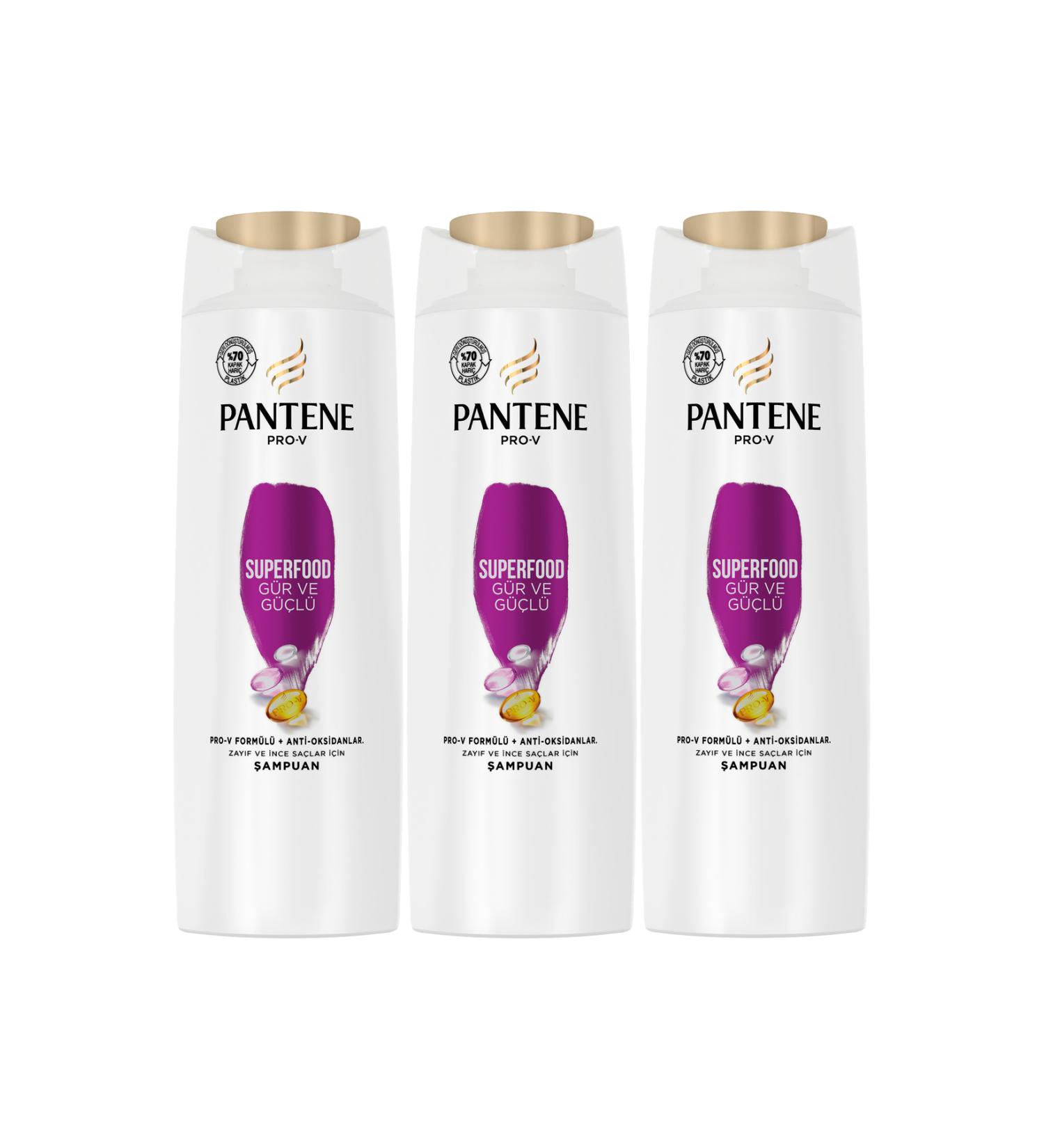Pantene Superfood Thick and Strong Shampoo 350 ml 3 Pieces - Buy Online on GoSupps.com