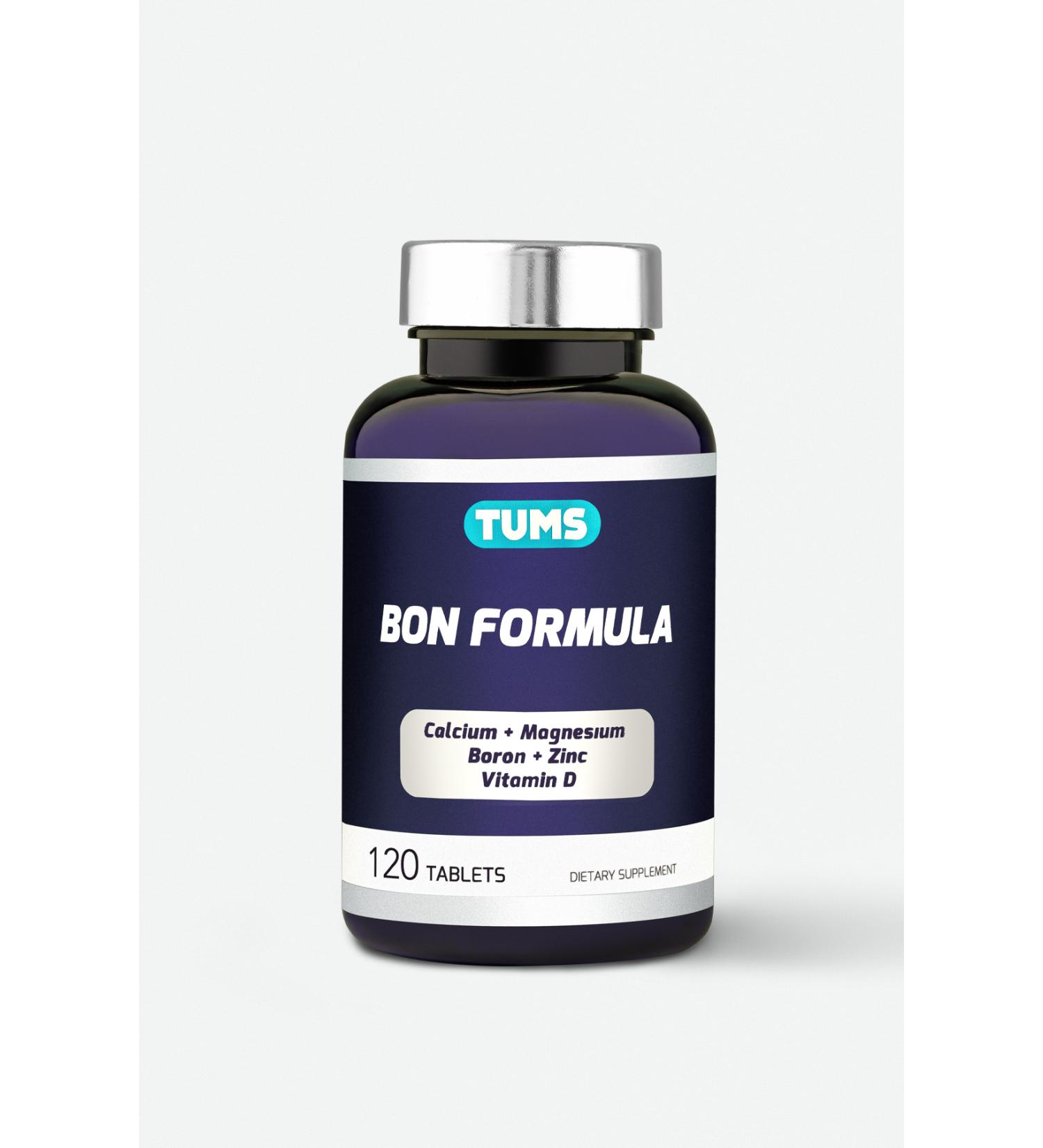 Tums Bon Formula Calcium Magnesium Zinc D Vit 120 Tablets - 2 Months Use