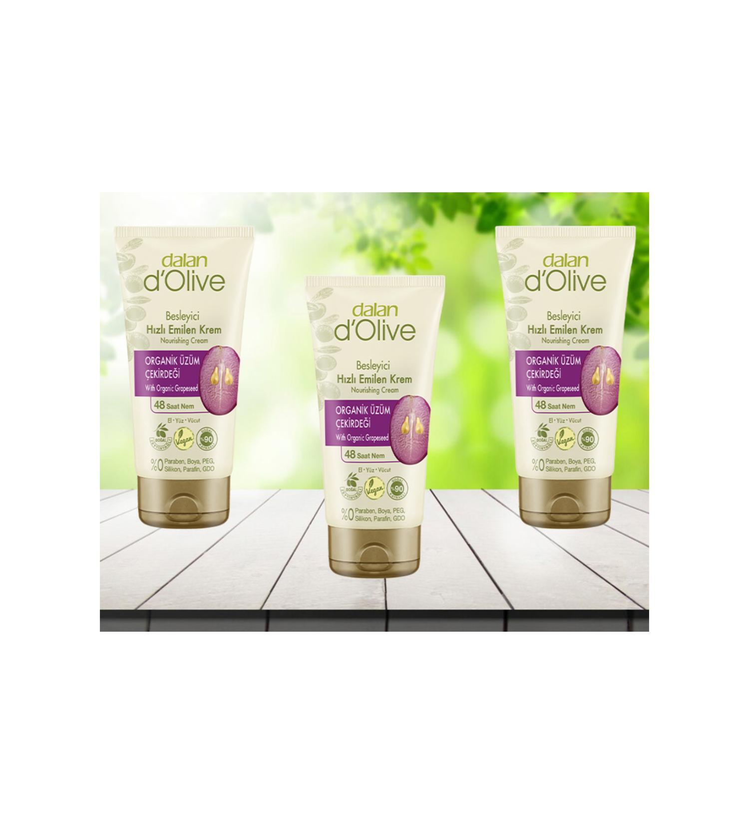 Dalan D'olive Organic Grape Seed Tube Cream 60 ml 3 Pieces