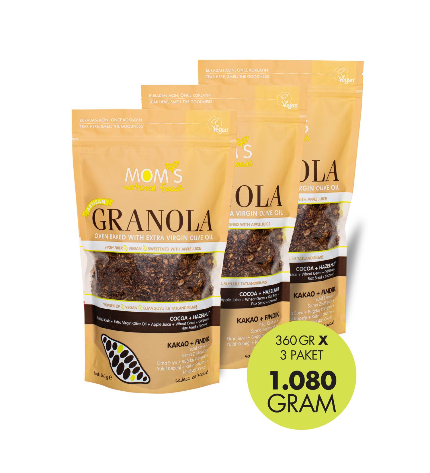 Mom's Natural Foods 3-PACK COCOA-HAZELNUT GRANOLA 360 G-KYL