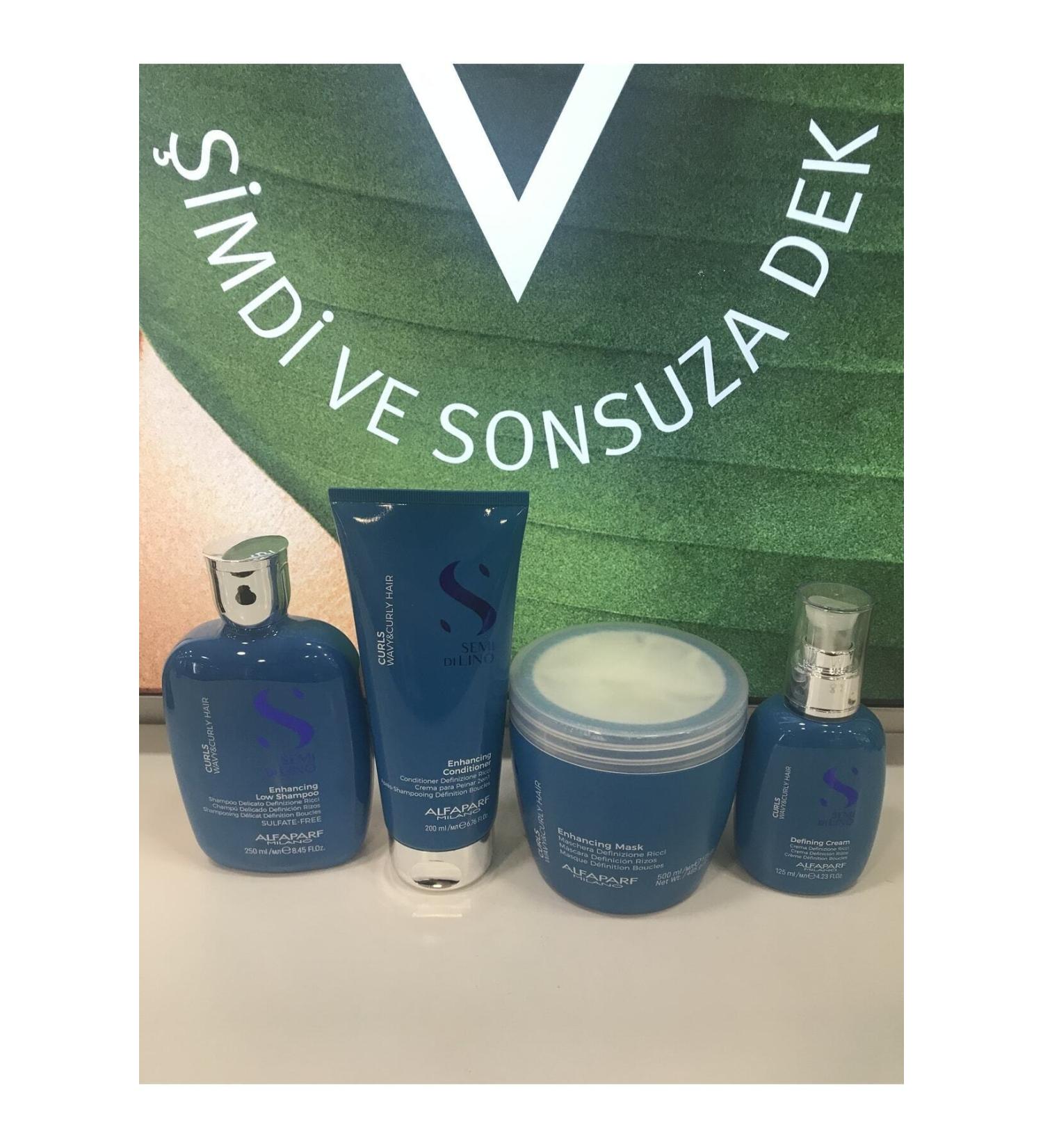 Alfaparf Semi Di Lino Curls Strengthening Shampoo + cream + mask + brightening Cream KEYKUAFORR1231