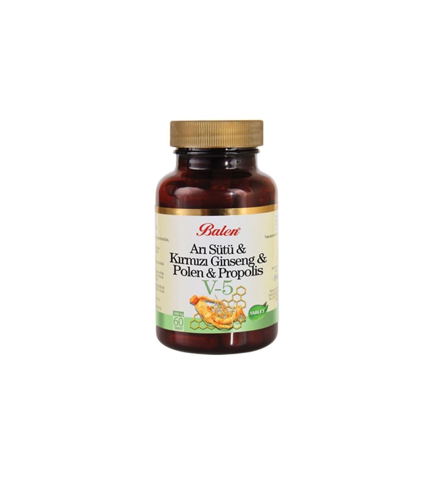 Balen (V5) Royal Jelly & Ginseng & Pollen & Propolis Tablet 1015 Mg* 60