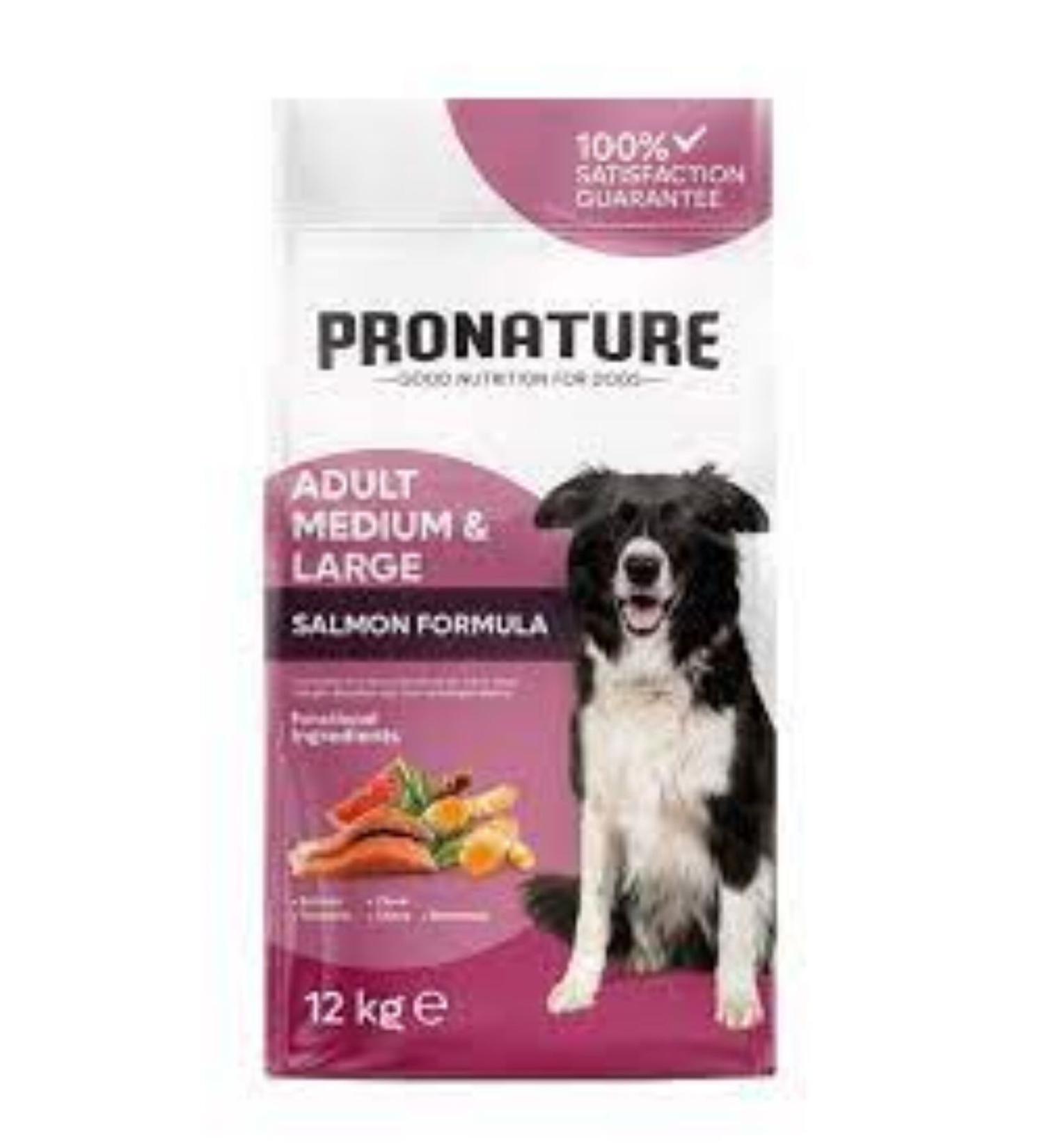 pronature Medium and Large Breed Adult Dry Dog Food (Derma Shine) - Salmon and Rice - 12KG