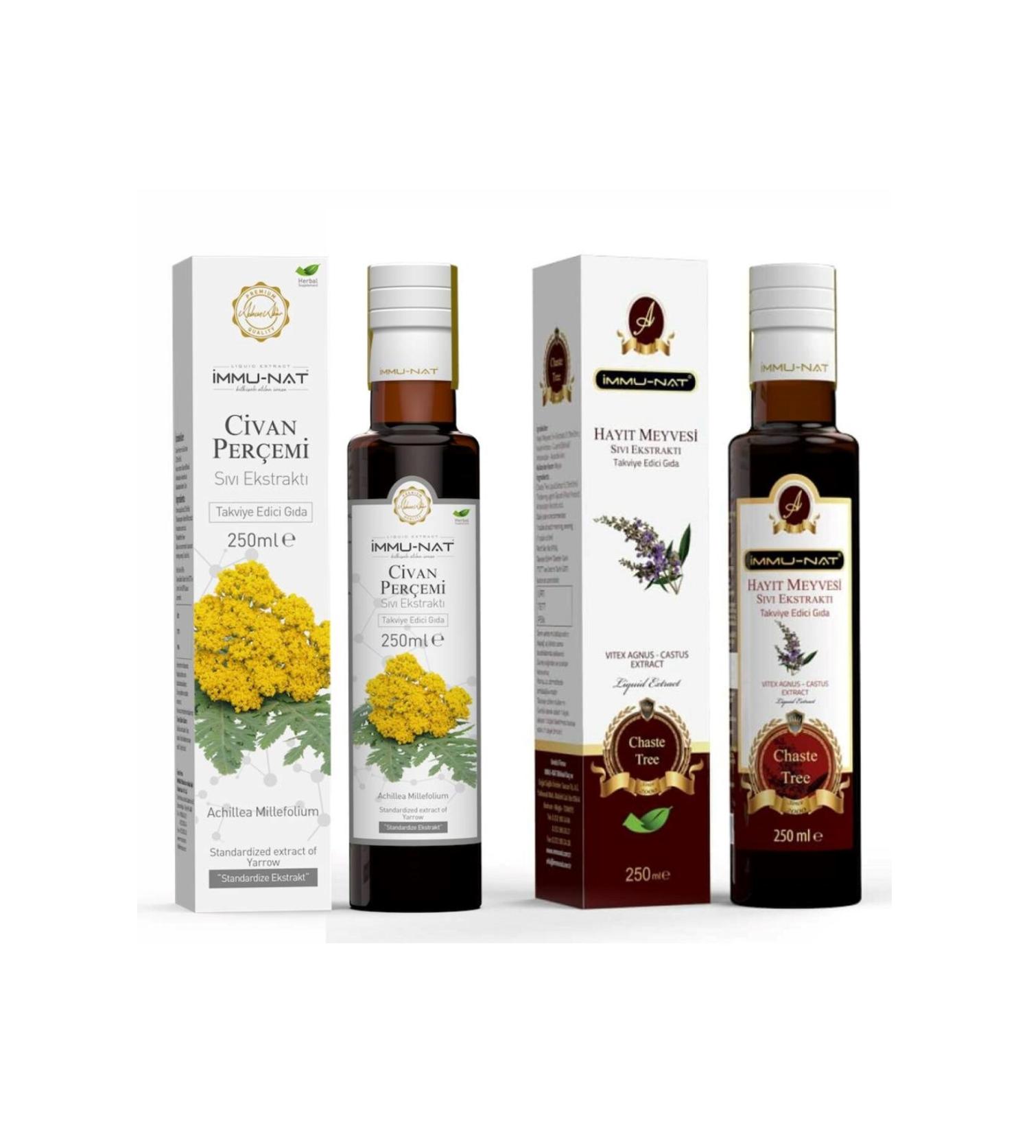 Immu-Nat Yarrow Extract 250 ml - Vitex Fruit Liquid Extract 250 ml Set