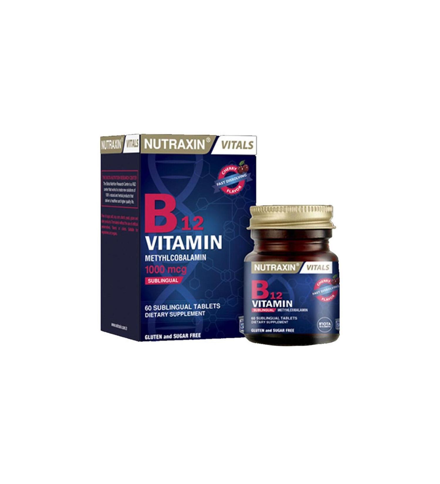 Nutraxin B12 Vitamin 60 Sublingual Tablets Food Supplement