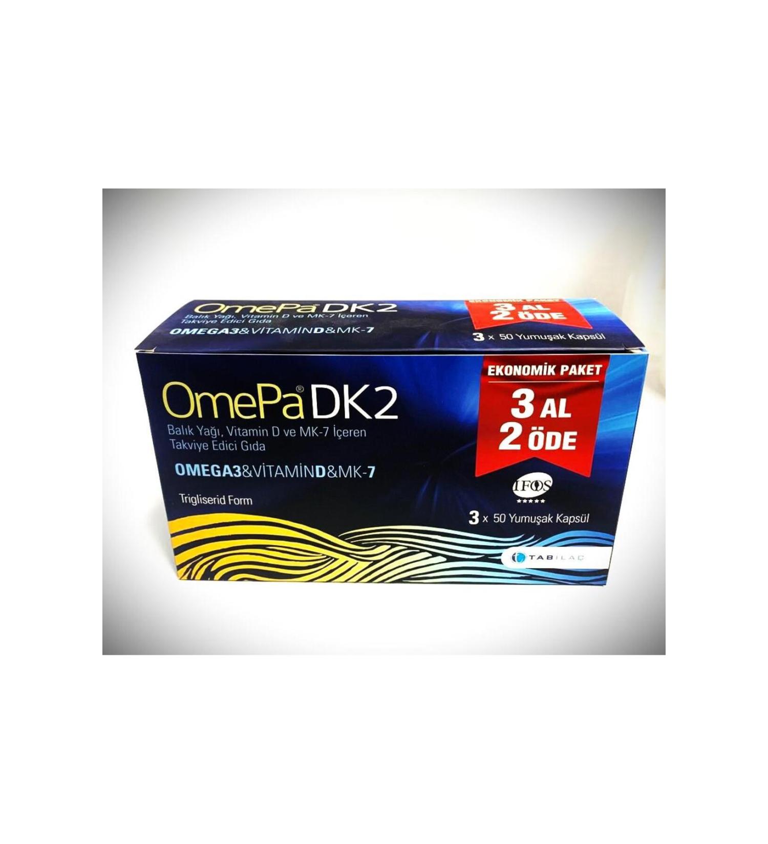 Omepa Dk2 Omega 3 & Vitamin D & Menaq7 50 Softgels - Buy 3 Pay 2