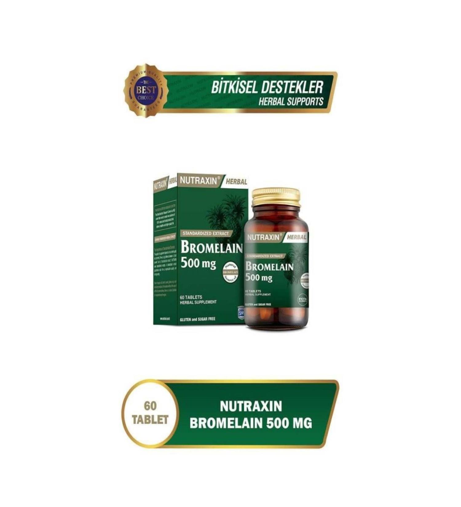 Nutraxin Bromelain 60 Capsules Supplementary Food Containing Bromelain