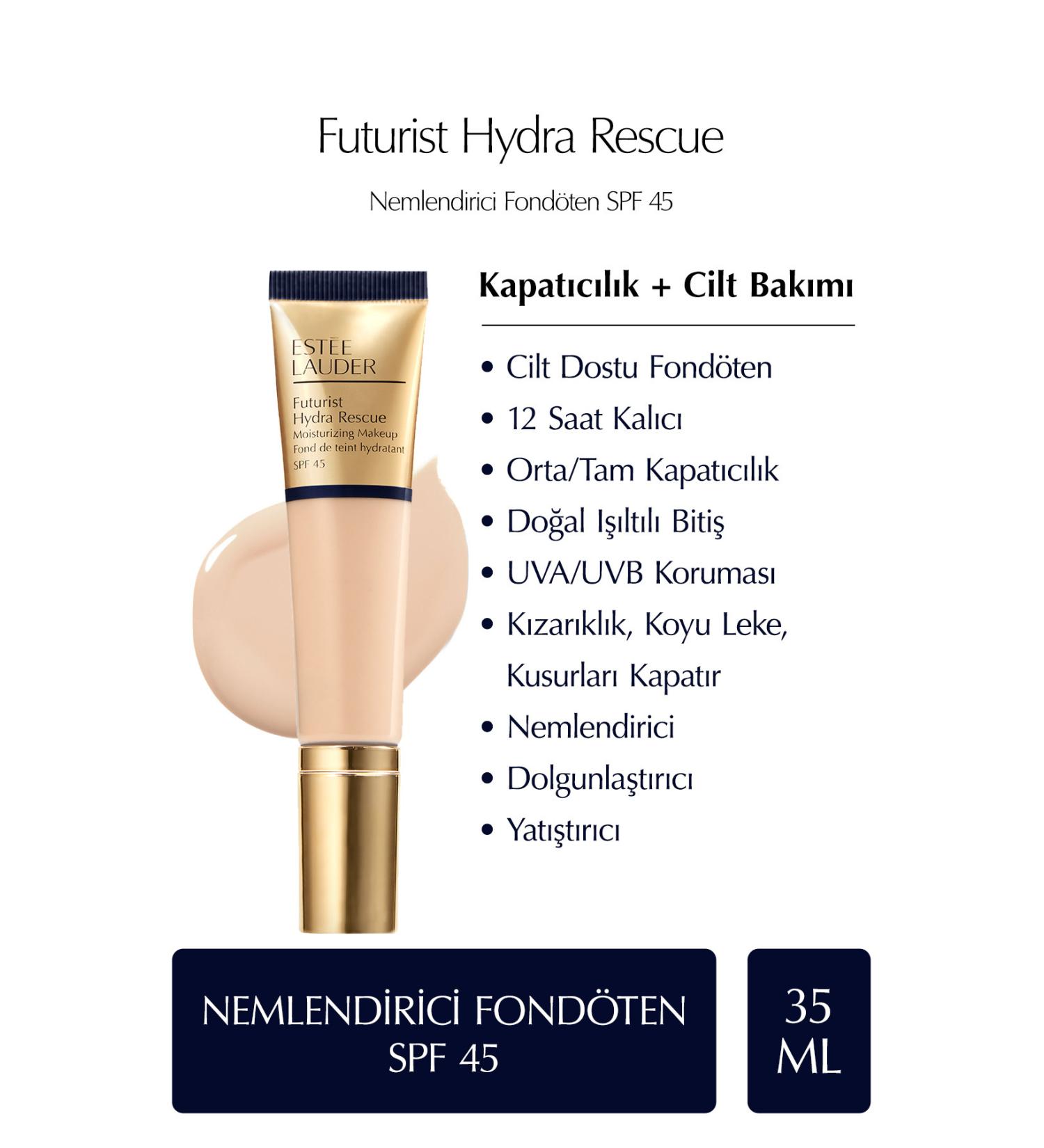 Estee Lauder Futurist Hydra Rescue SPF 45 Moisturizing Foundation 35ml - Color: 2N1 Desert Beige - Buy Online on GoSupps.com