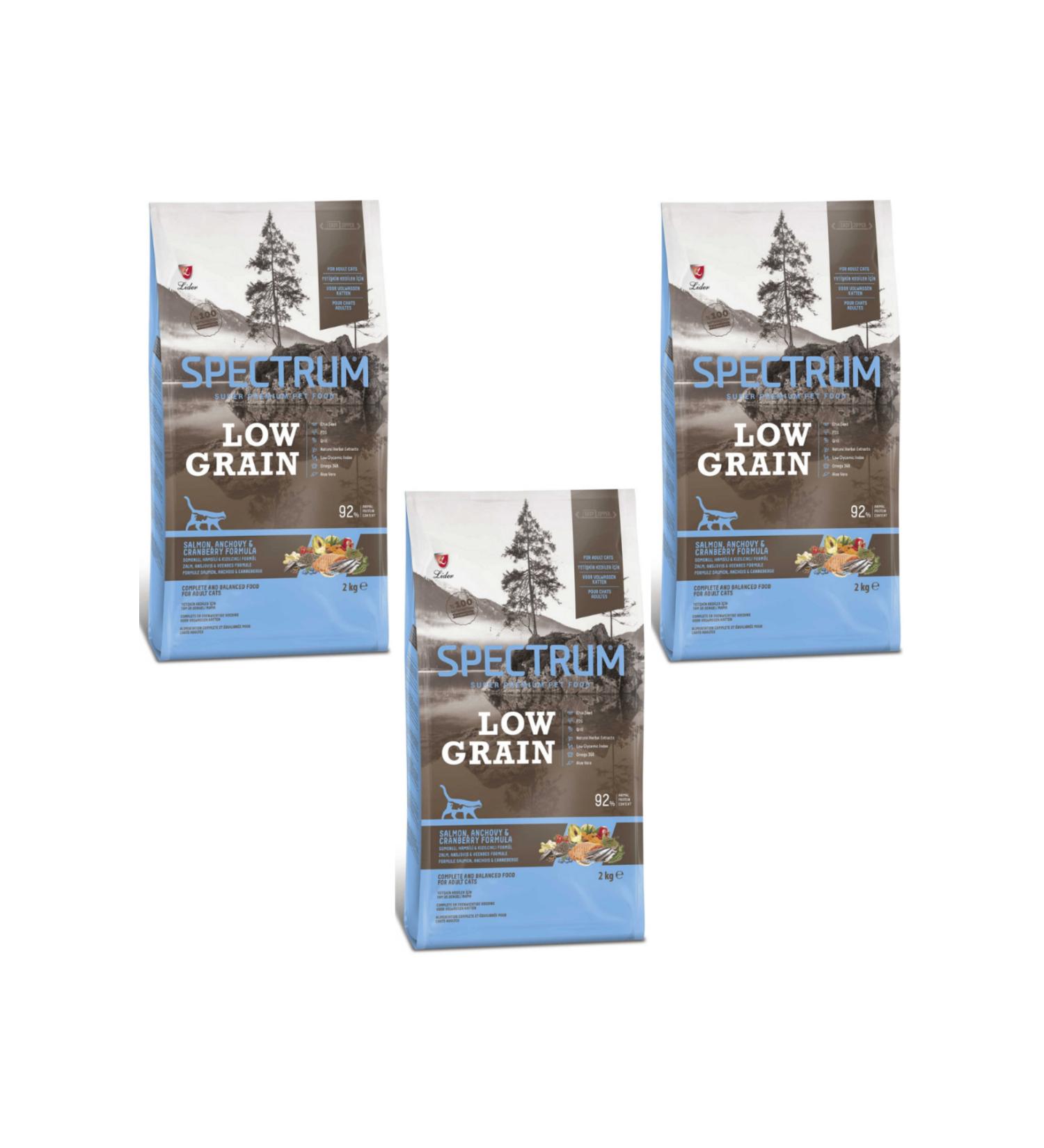 Spectrum Low Grain Cat Food for Adult Cats with Salmon Anchovy and Cranberry 2 kg - 3 Pieces