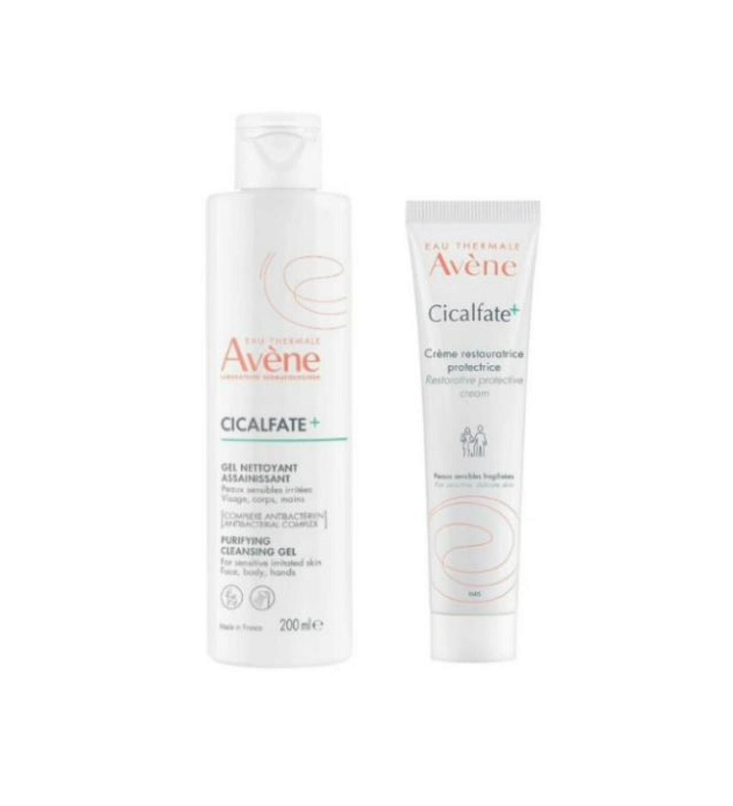 Avene Cicalfate+ Repairing Care Cream 40 ml + Cicalfate Purifying Cleansing Gel 200 ml