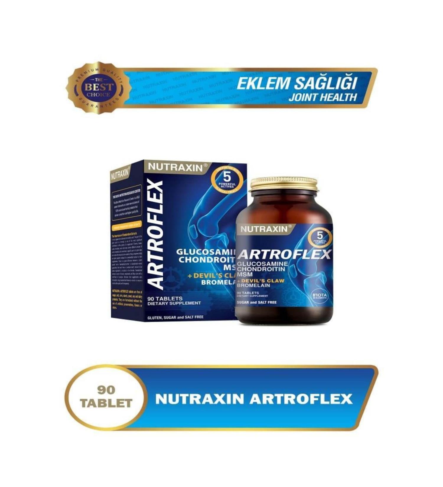 Nutraxin Artroflex 90 Tablets Food Supplement Containing Glucosamine Chondroitin Sulfate and MSM