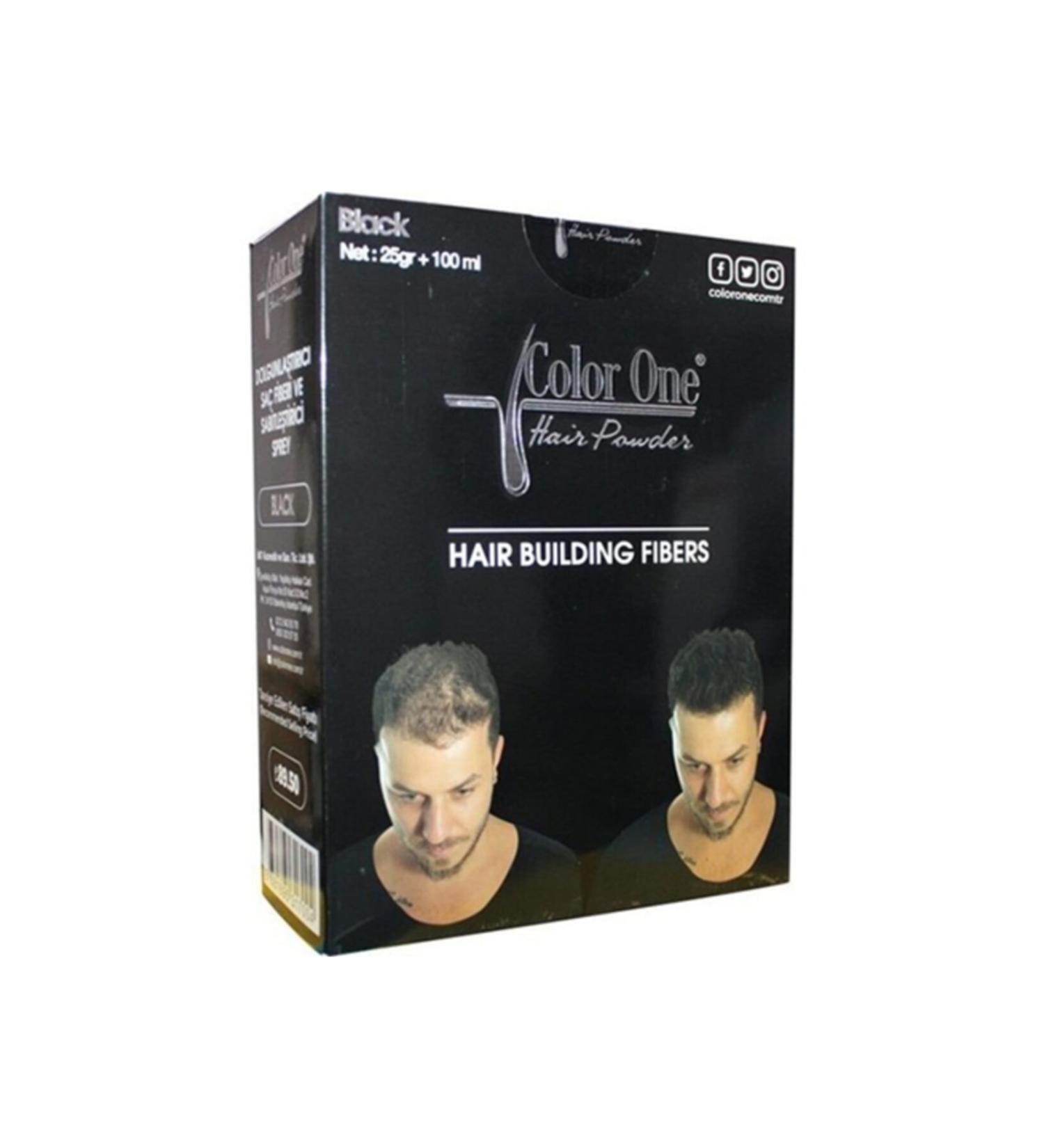 Color One Thickening and Fixing Hair Fiber Black 25gr+100ml