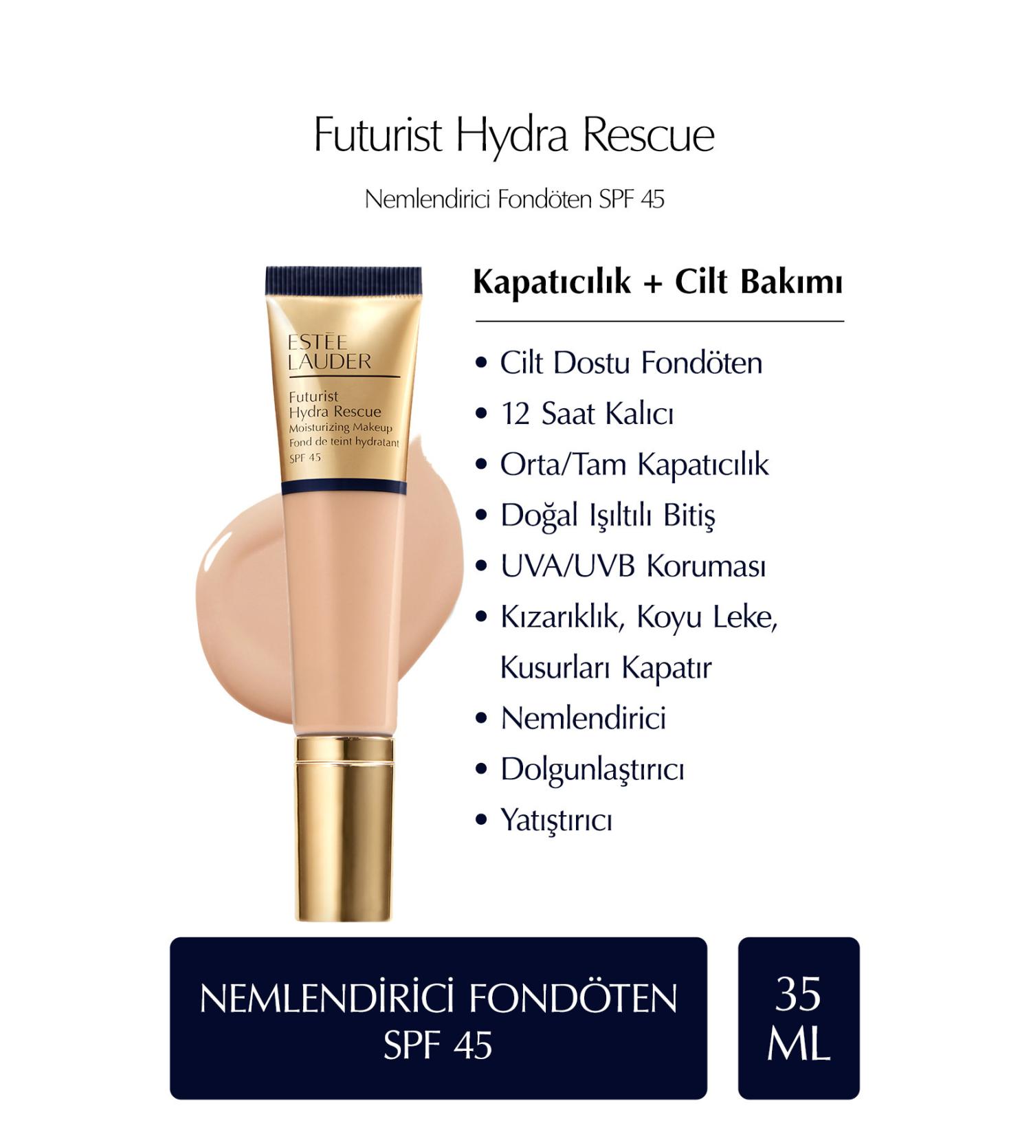 Estee Lauder Futurist Hydra Rescue SPF 45 Moisturizing Foundation 35ml - Color: 3N1 Ivory Beige - Buy Online on GoSupps.com