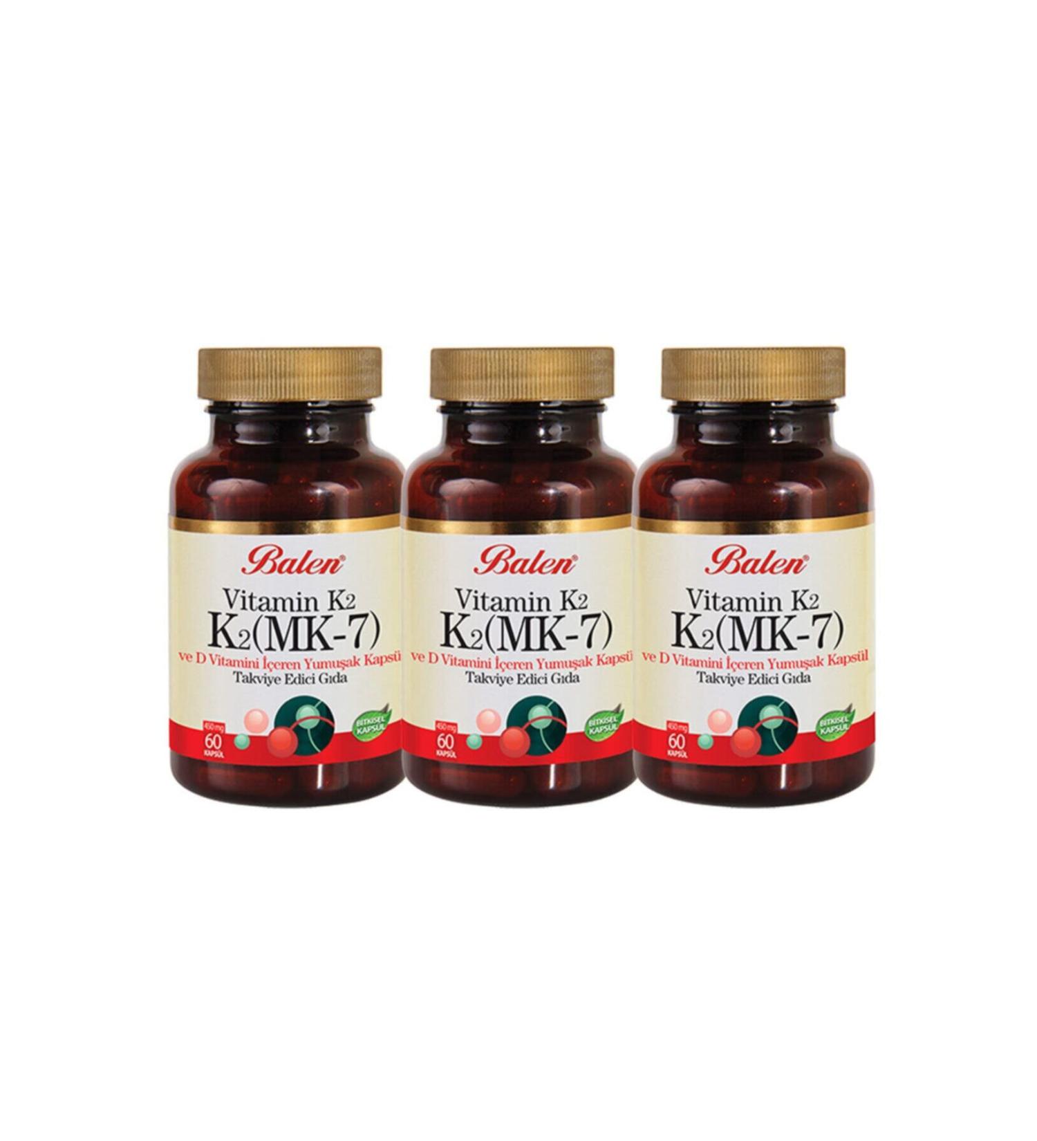 Balen Vitamin K2- Softgels Containing K2 Mk-7 and Vitamin D X 3 Pieces