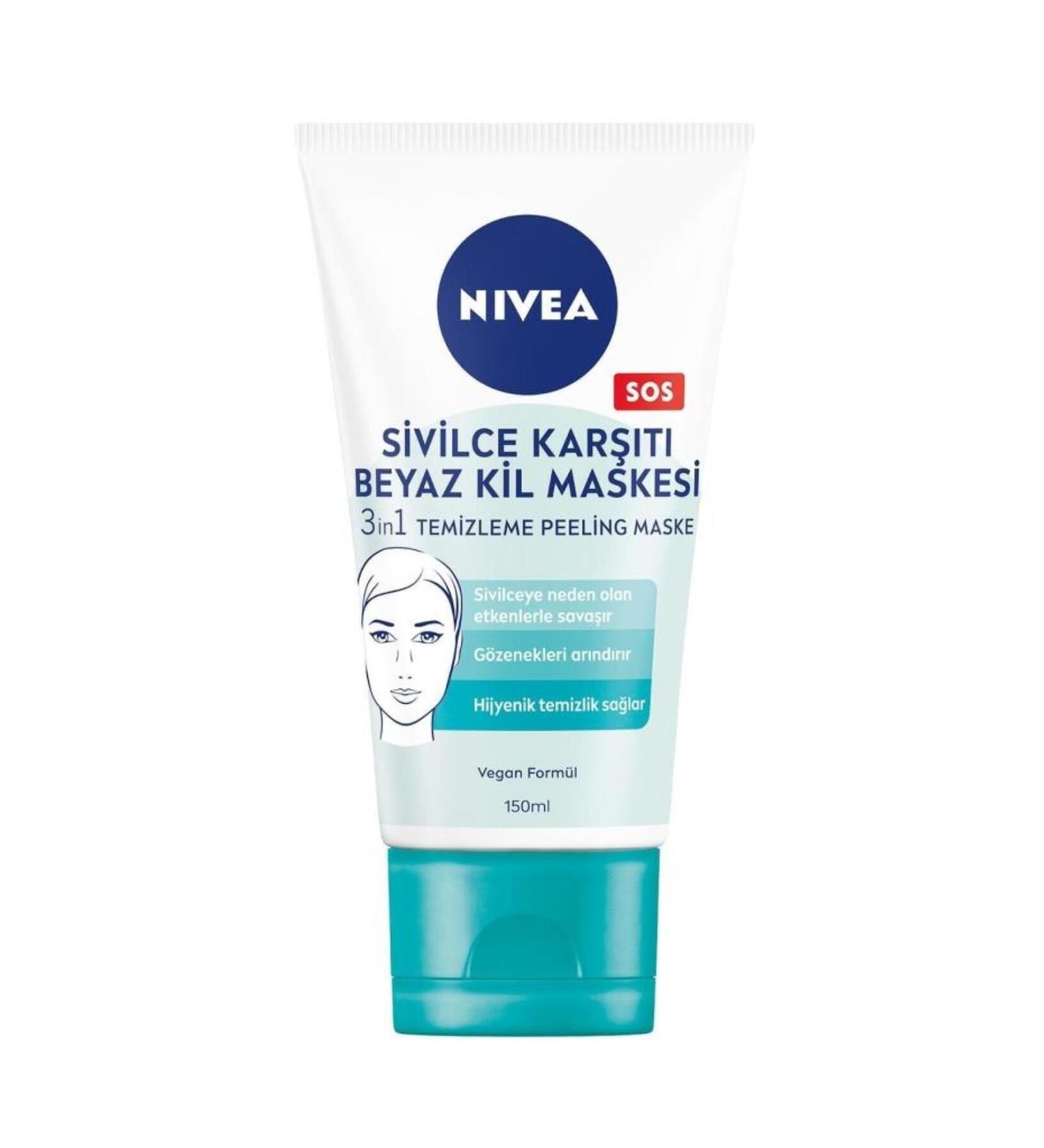 NIVEA Face Cleanser Anti-Acne 3in1 White Clay Mask Peeling Mask 150ml 538B series - Buy Online on GoSupps.com