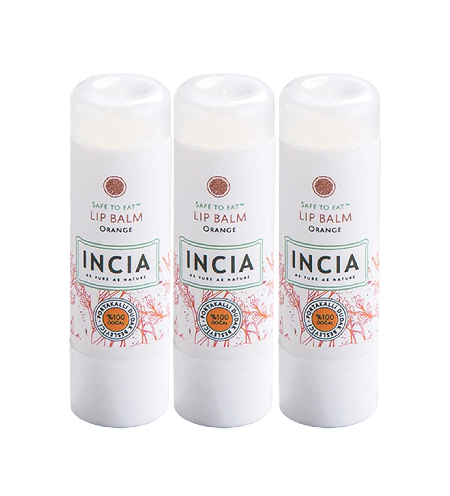 INCIA 0 Natural Lip Nourishing Orange Herbal Moisturizing Lip Care Cream 6 G X 3 Pieces