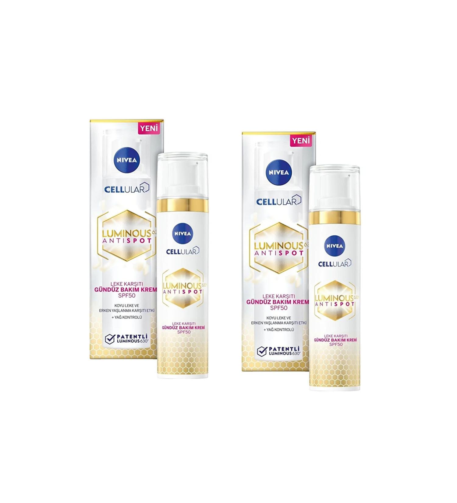 NIVEA Luminous630 Anti-Spot Day Face Cream 40 Ml SPF50 High Sun Protection Vitamin E 2 Pack