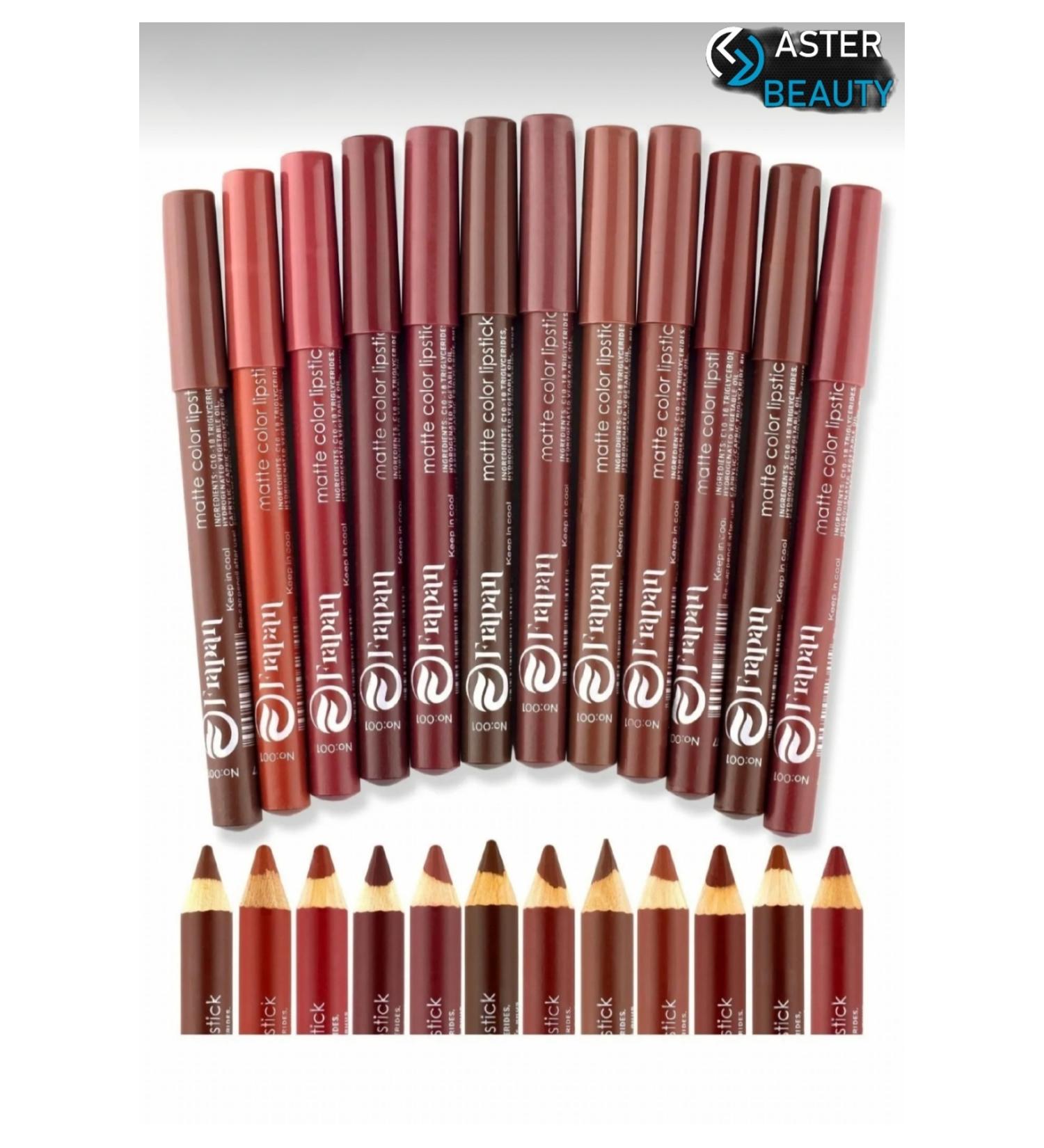 ASTER BEAUTY Matte Color Lip Stick & 12 Thick Lip Pencil Without Sharpener - Buy Online on GoSupps.com