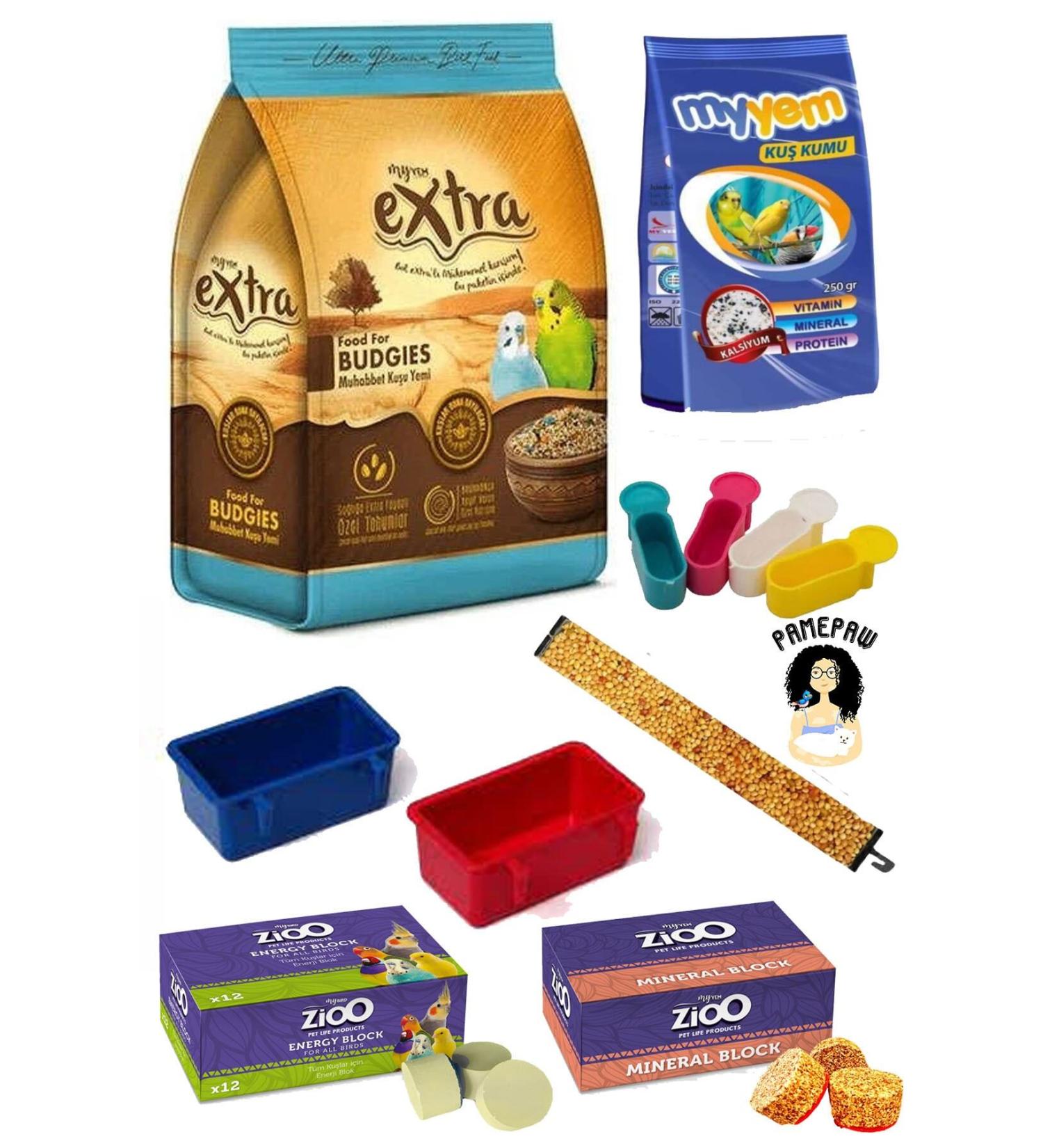 PAMEPAW Myyem Budgie Food Care and Vitamin Set