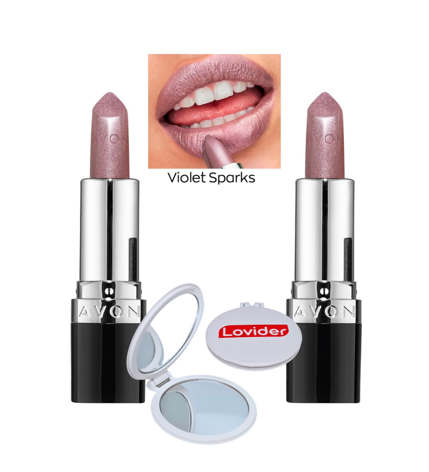 Avon Ultra Shimmer Shimmer Lipstick Violet Sparks 2 Pack + Lovider Pocket Mirror - Buy Online on GoSupps.com