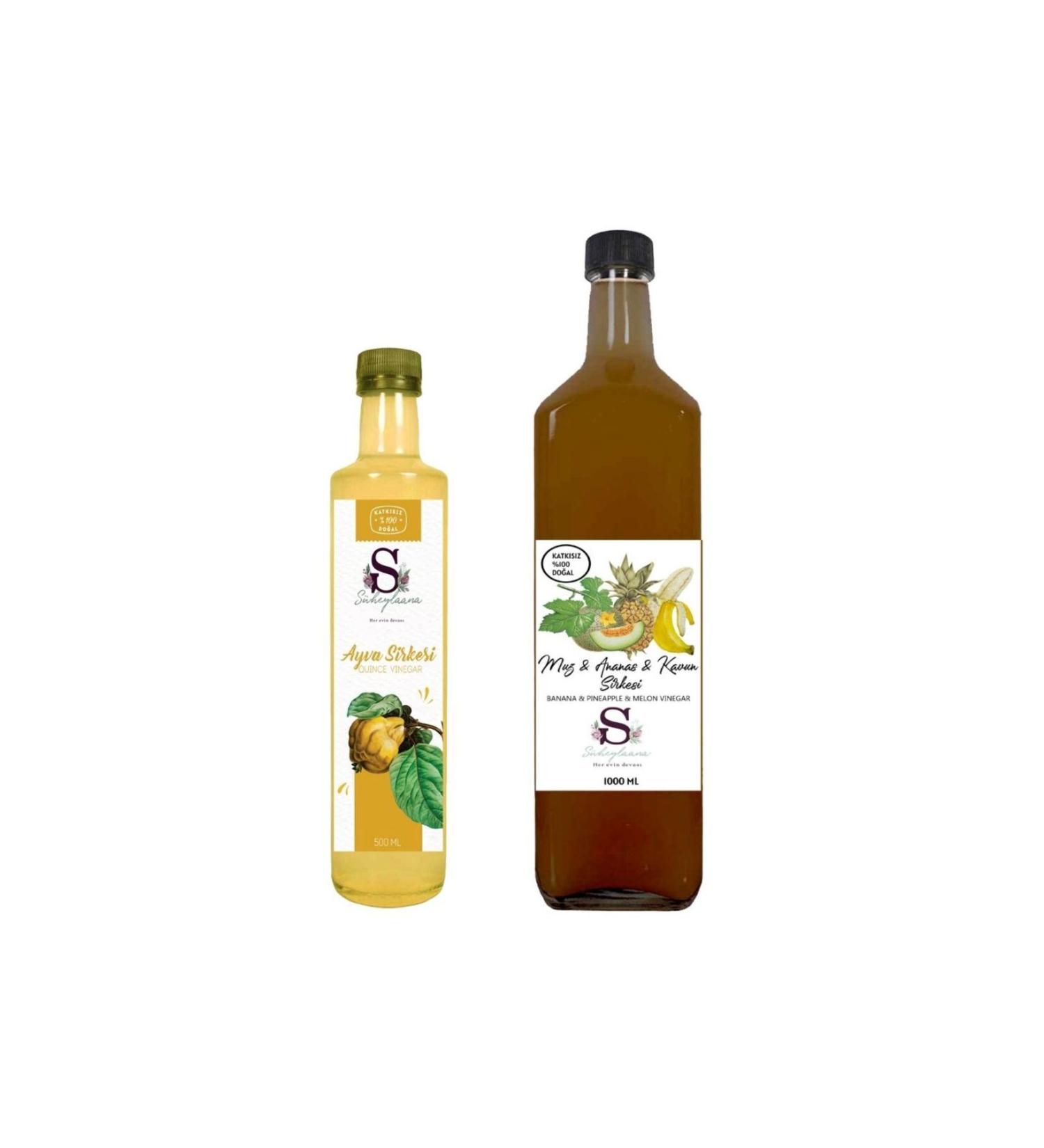 S heylaana Natural Quince Vinegar 500 Ml - Natural Banana & Pineapple & Melon Vinegar 1000 Ml