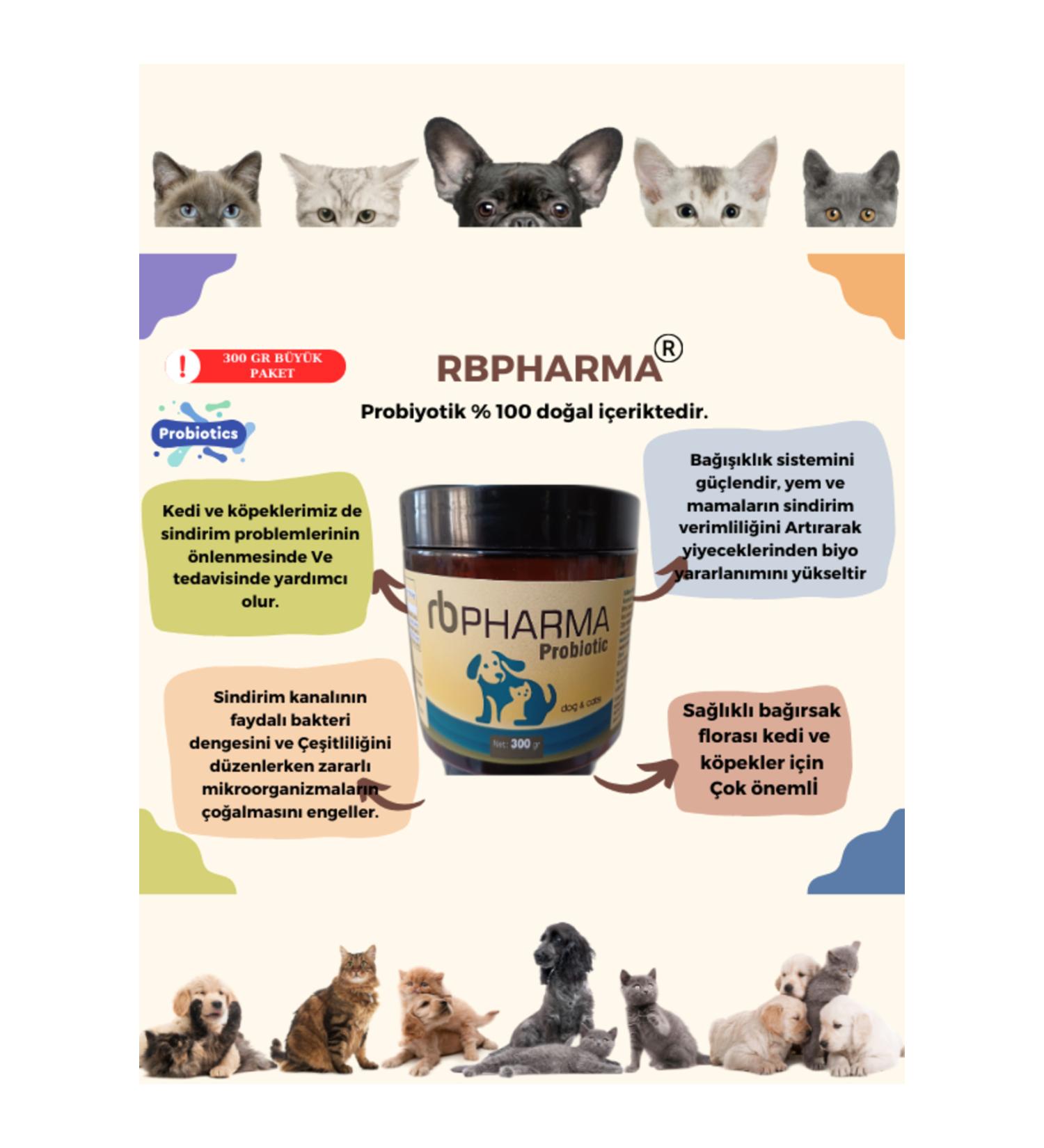 RB PHARMA Organic Probiotic Your Cats Stop Getting Sick 300 gr NEW FORMULA LARGE PACKAGE