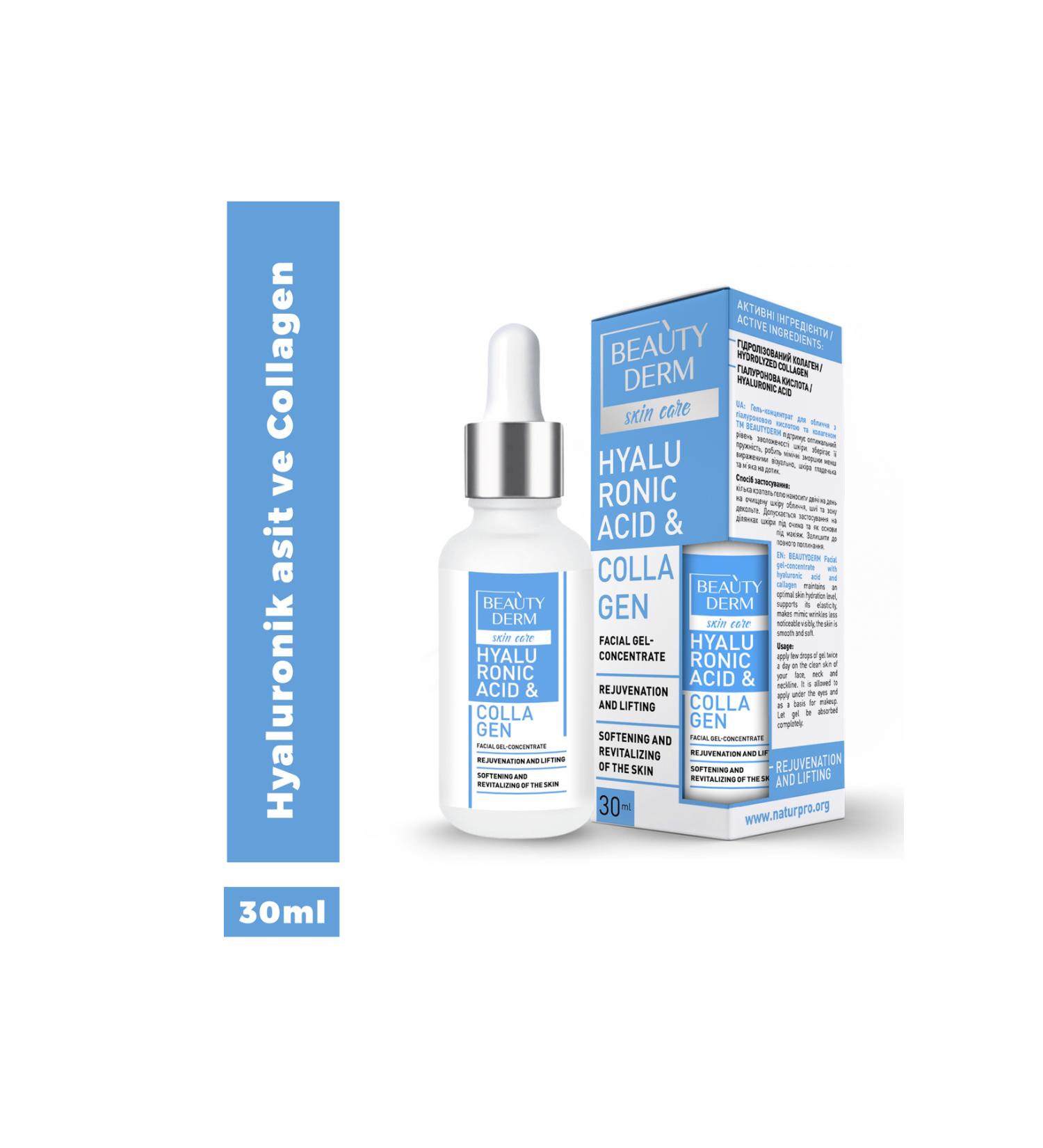 BEAUTY DERM Face Serum Hyaluronic Acid and Collagen 30 ml Anti-Aging Regenerating Revitalizing - Buy Online on GoSupps.com