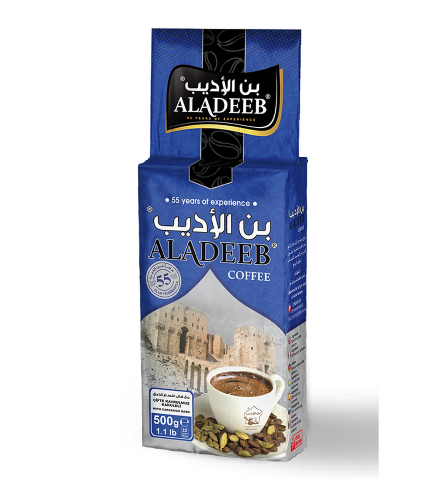 ALADEEB Coffee 500g Double Roasted Extra Cardamom Turkish Coffee