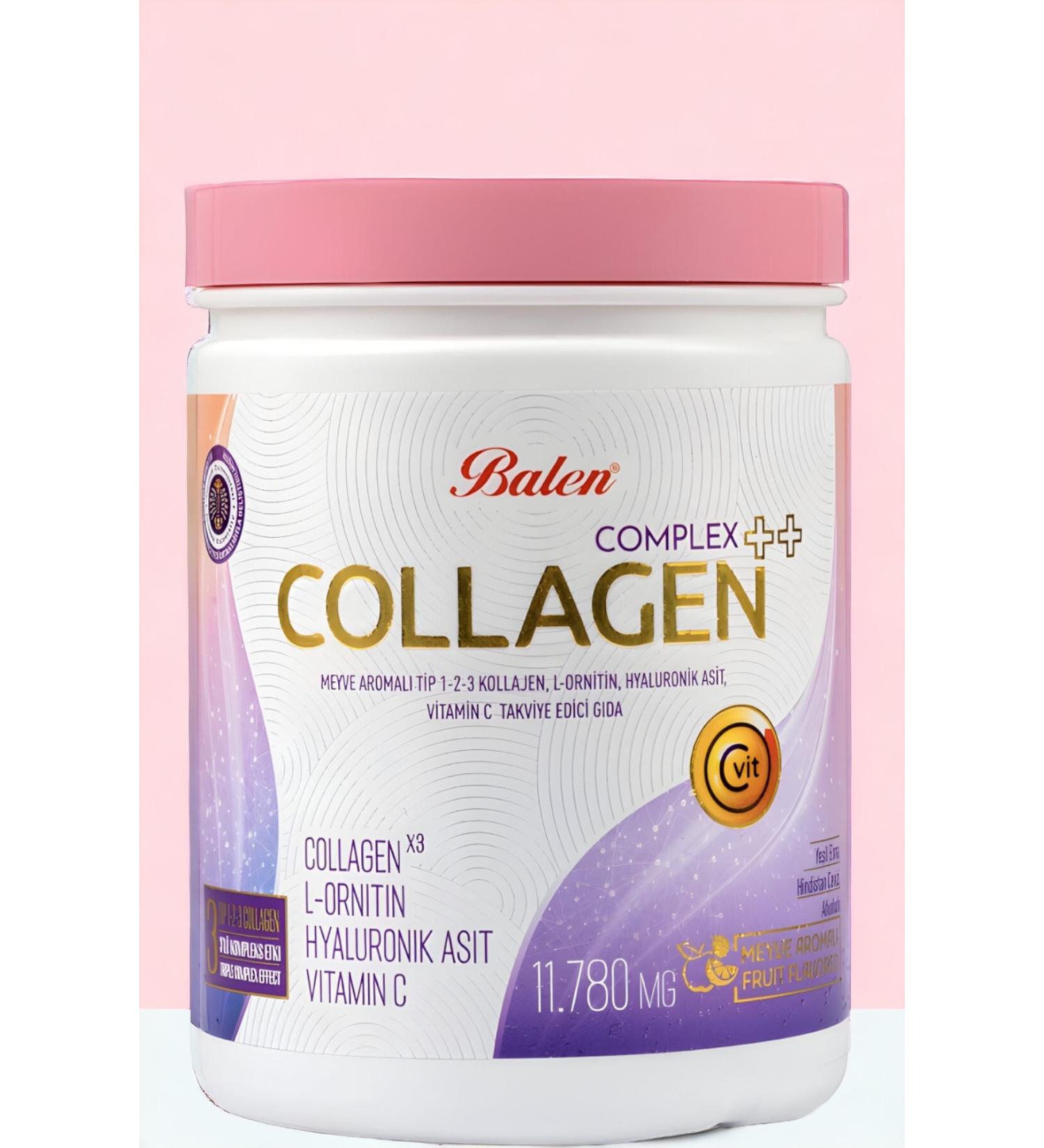 Balen COLLAGEN COMPLEX ++ FRUIT FLAVOR TYPE 1 2 3 COLLAGEN L-ORNITHINE HYALURONIC ACID VITAMIN C - Buy Online on GoSupps.com