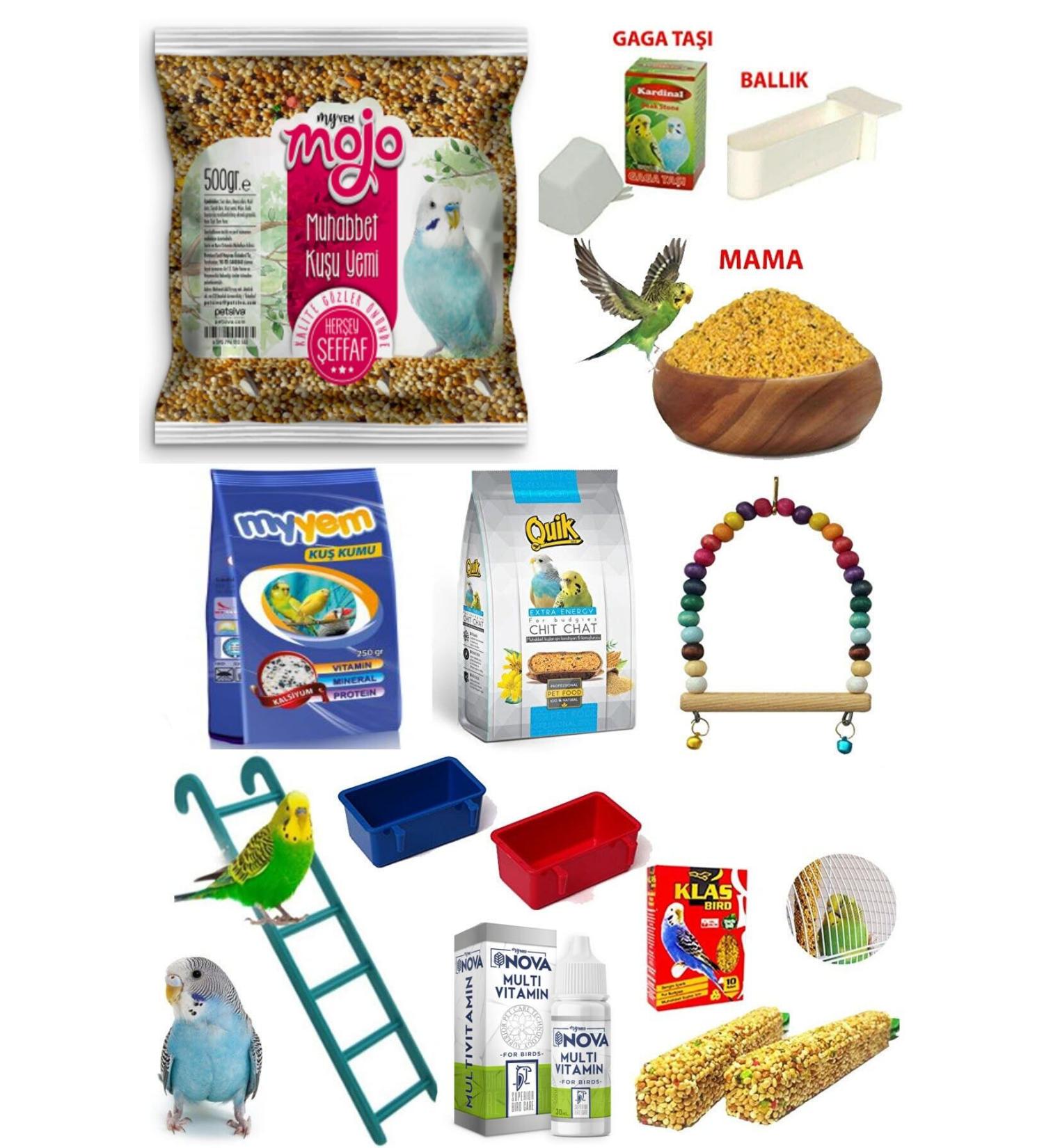 PAMEPAW Jungle 13 Piece Budgie Food Care and Vitamin Set