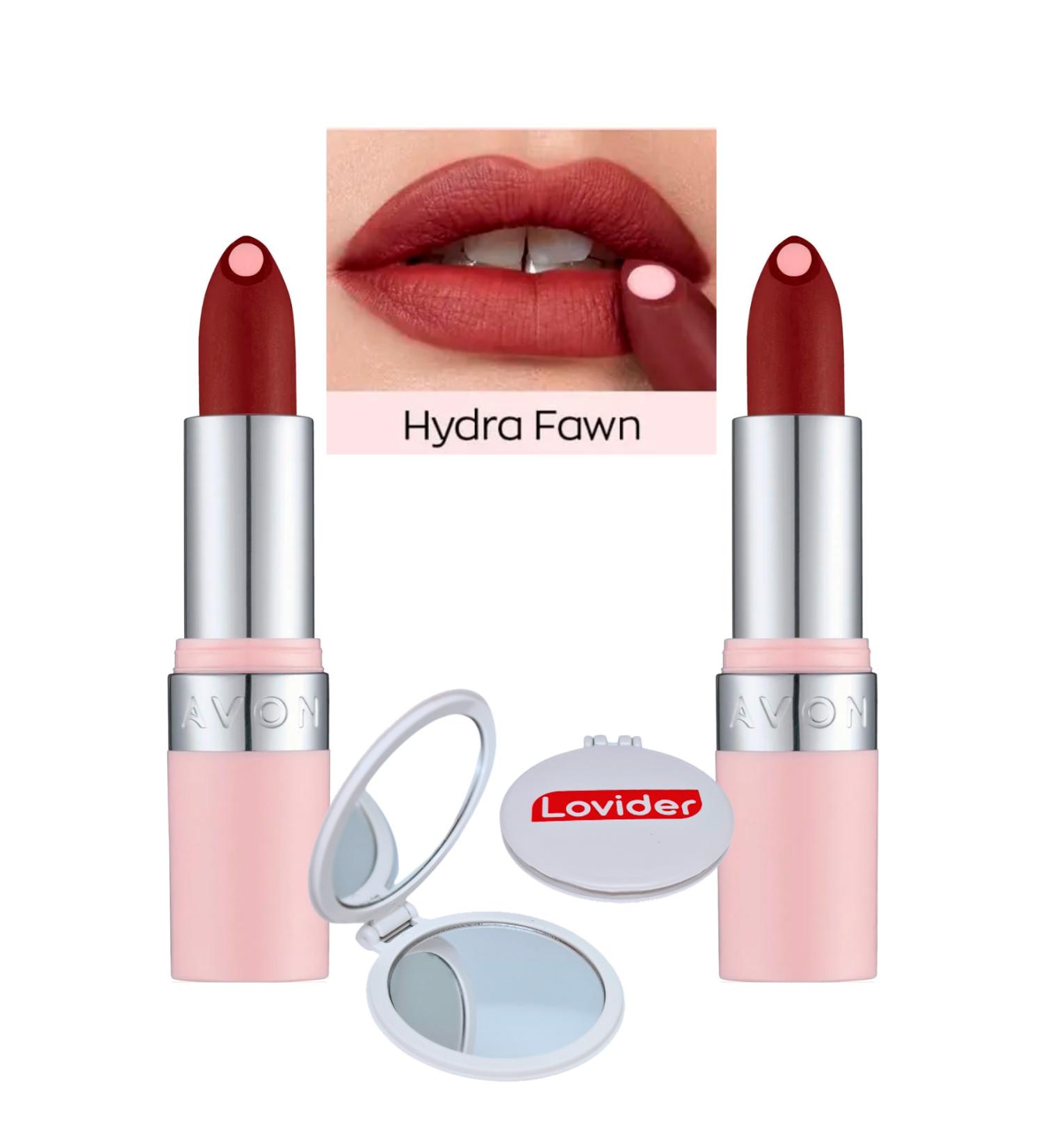 Avon Hydramatic Matte Lipstick Fawn 2 Pack + Lovider with Pocket Mirror - Buy Online on GoSupps.com