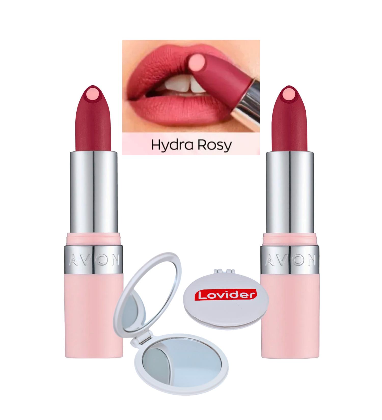 Avon Hydramatic Matte Lipstick Rosy 2 Pack + Lovider Pocket Mirror Gift - Buy Online on GoSupps.com