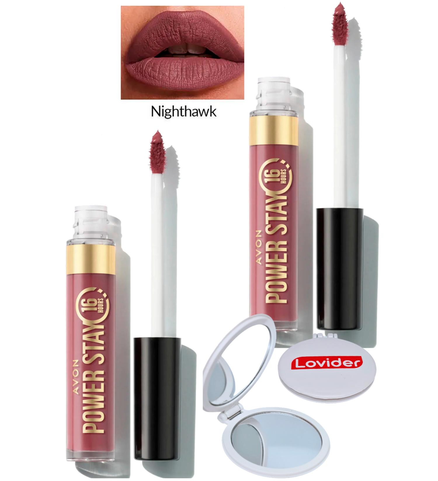 Avon Power Stay Liquid Matte Lipstick - Nighthawk 2 Pack + Lovider Pocket Mirror Gift - Buy Online on GoSupps.com