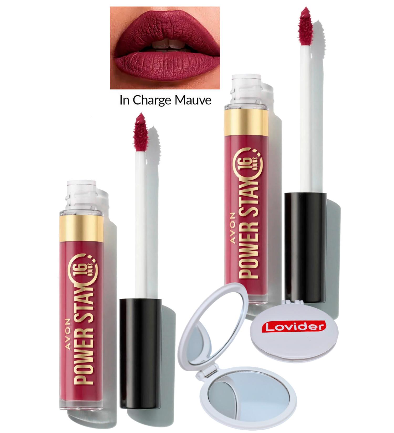 Avon Power Stay Liquid Matte Lipstick - In Charge Mauve 2 Pack + Lovider Pocket Mirror Gift - Buy Online on GoSupps.com