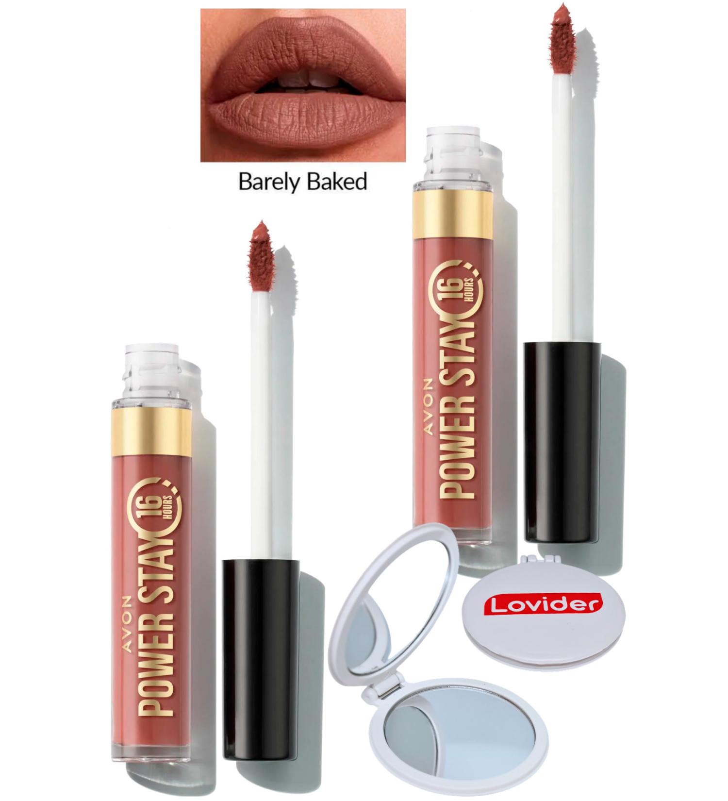 Avon Power Stay Liquid Matte Lipstick - Barely Baked 2 Pack + Lovider Pocket Mirror Gift - Buy Online on GoSupps.com