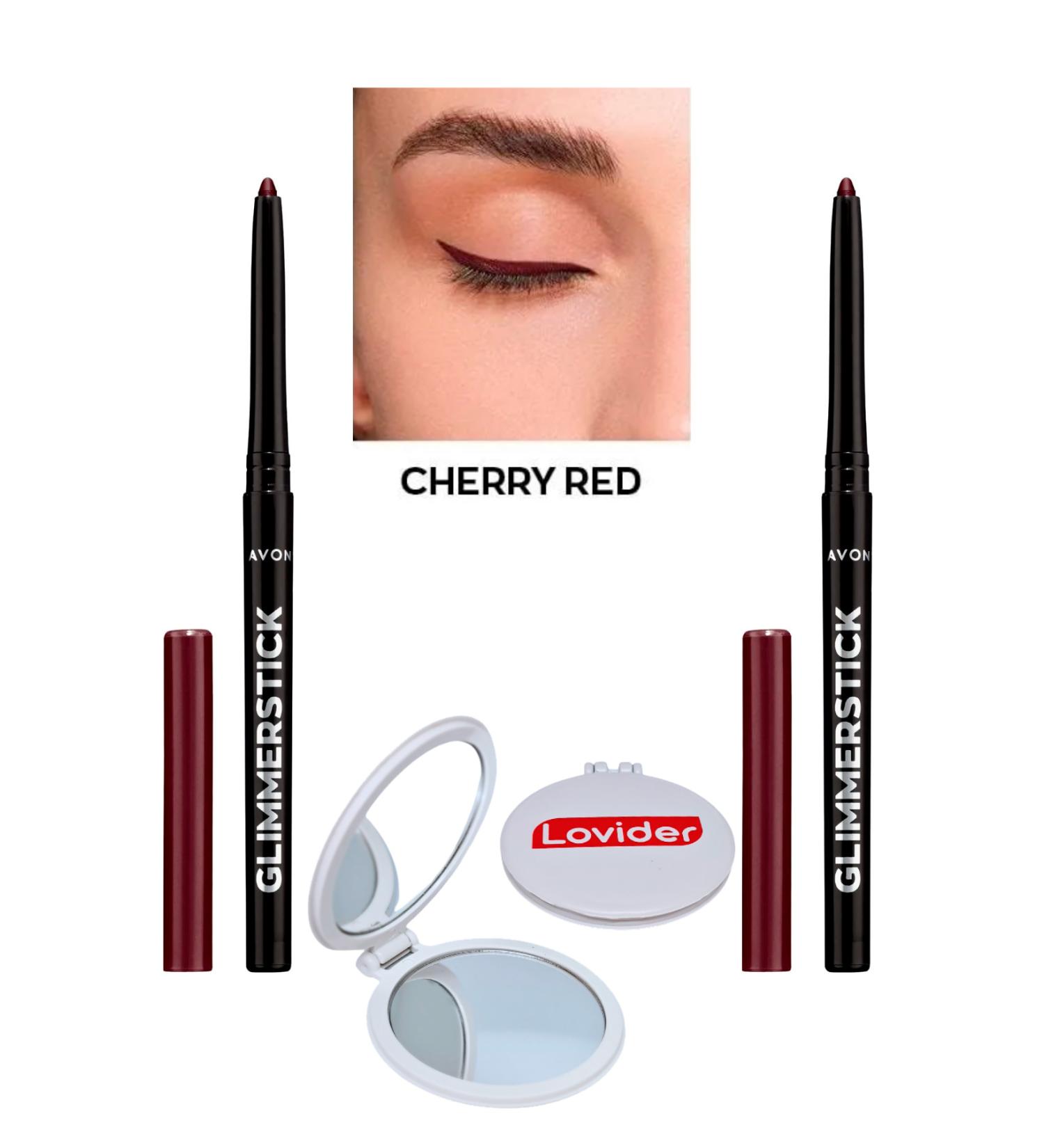 Avon Glimmersticks Lift Eyeliner Cherry Red 2 Pack + Lovider Pocket Mirror Gift - Buy Online on GoSupps.com
