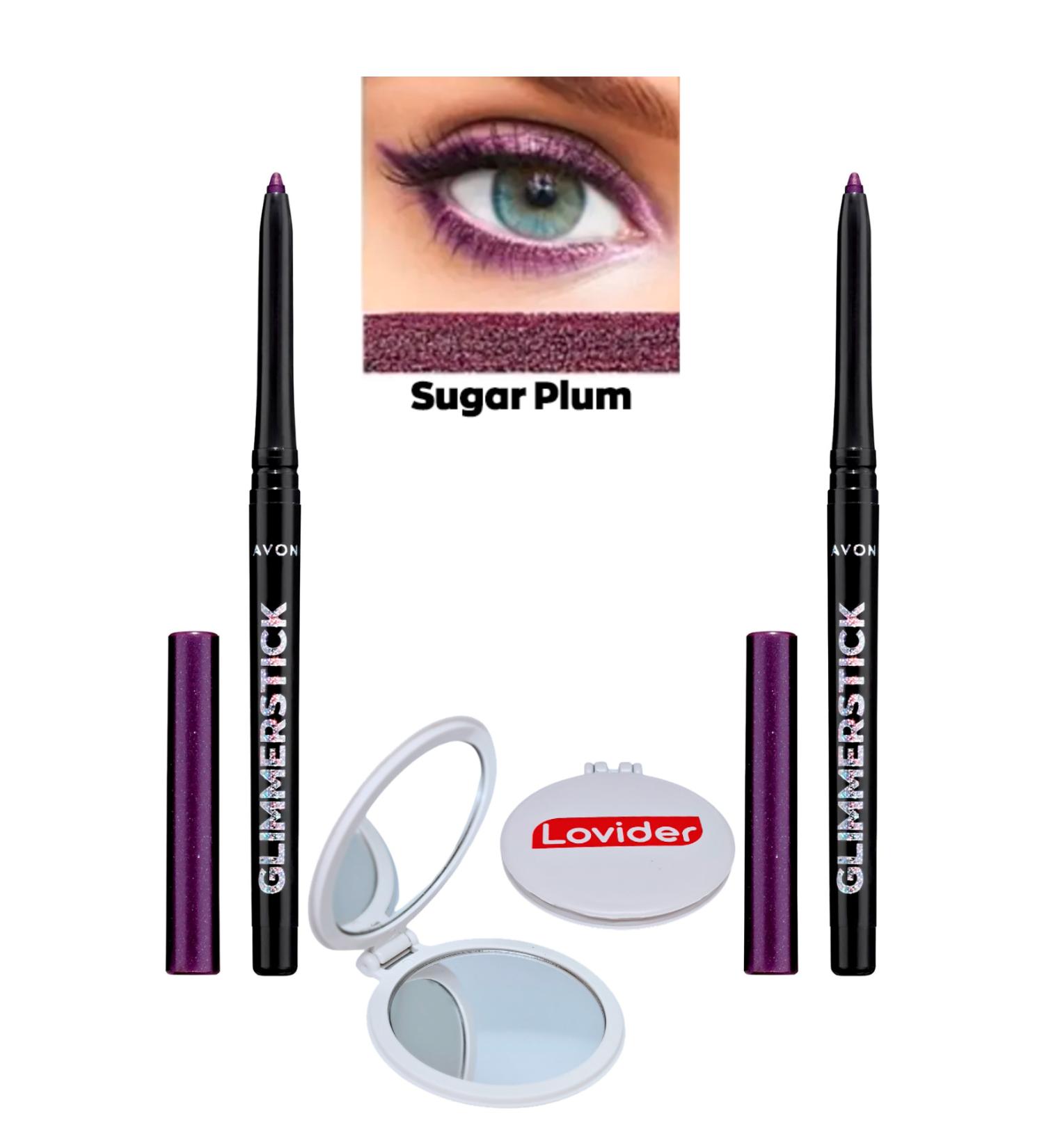 Avon Glimmerstick Lift Eyeliner Glitter - Sugar Plum 2 Pack + Lovider Pocket Mirror Gift - Buy Online on GoSupps.com