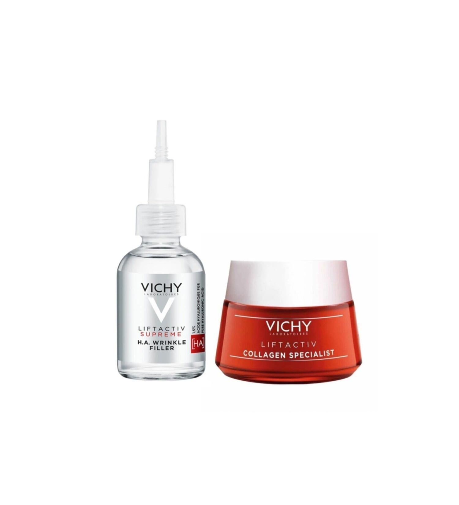 Vichy Liftactiv Anti-Wrinkle Plumping Serum 30 ml Collagen Specialist Cream 50 ml - Buy Online on GoSupps.com