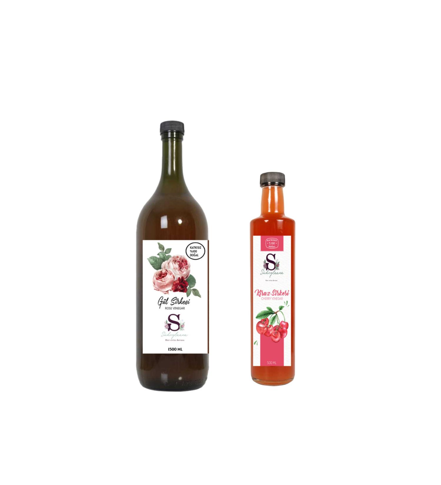 Suheylaana Natural Rose Vinegar 1500 Ml - Natural Cherry Vinegar 500 Ml