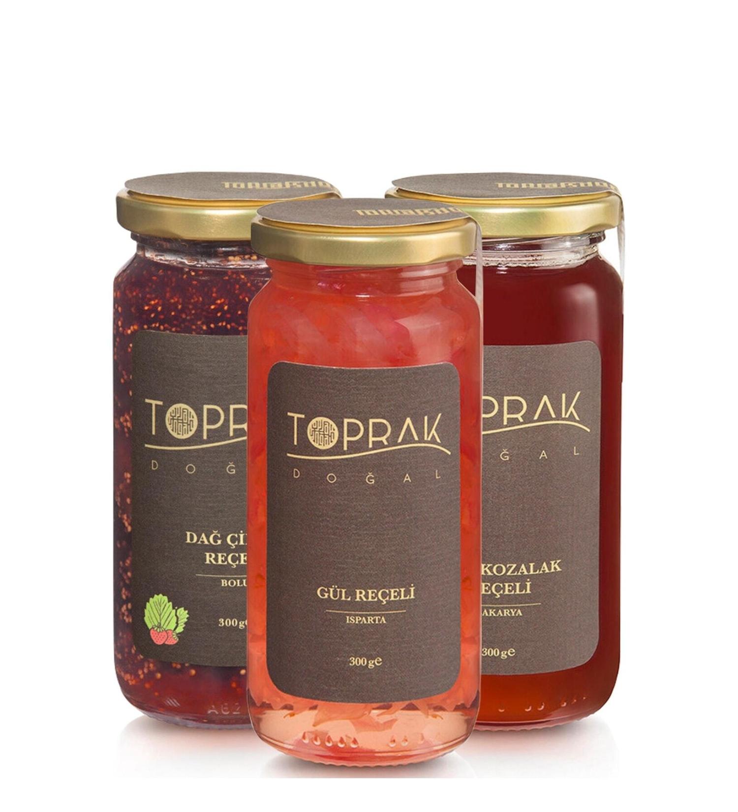 Toprak Natural Pine Cone Rose Wild Strawberry Jam Set Pine Cone Jam - Natural Rose Jam - Wild Strawberry Jam - Buy Online on GoSupps.com