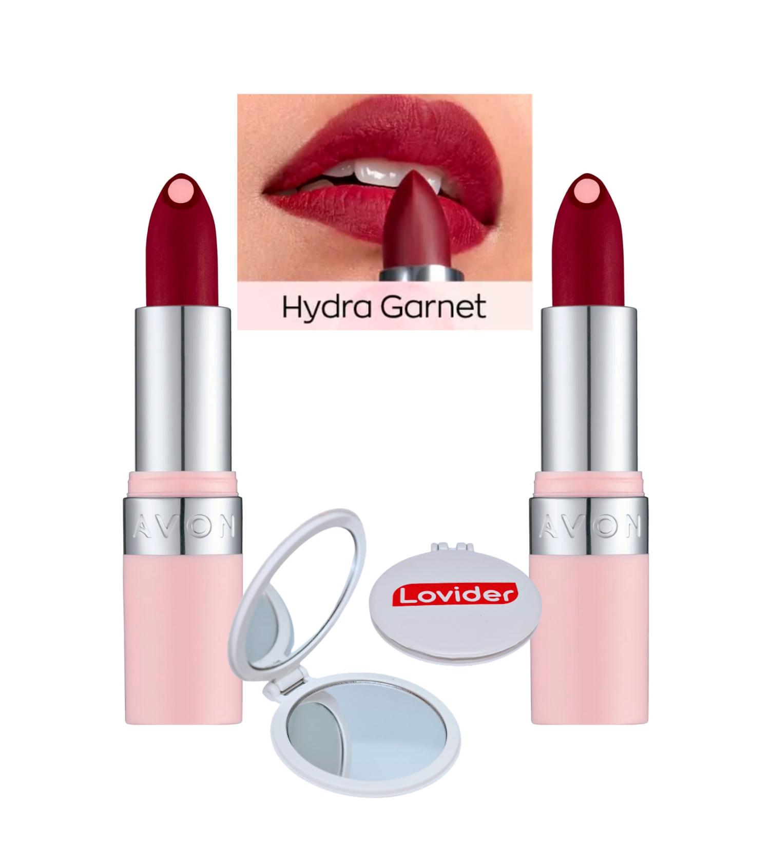 Avon Hydramatic Matte Lipstick Garnet 2 Pack + Lovider Pocket Mirror Gift - Buy Online on GoSupps.com