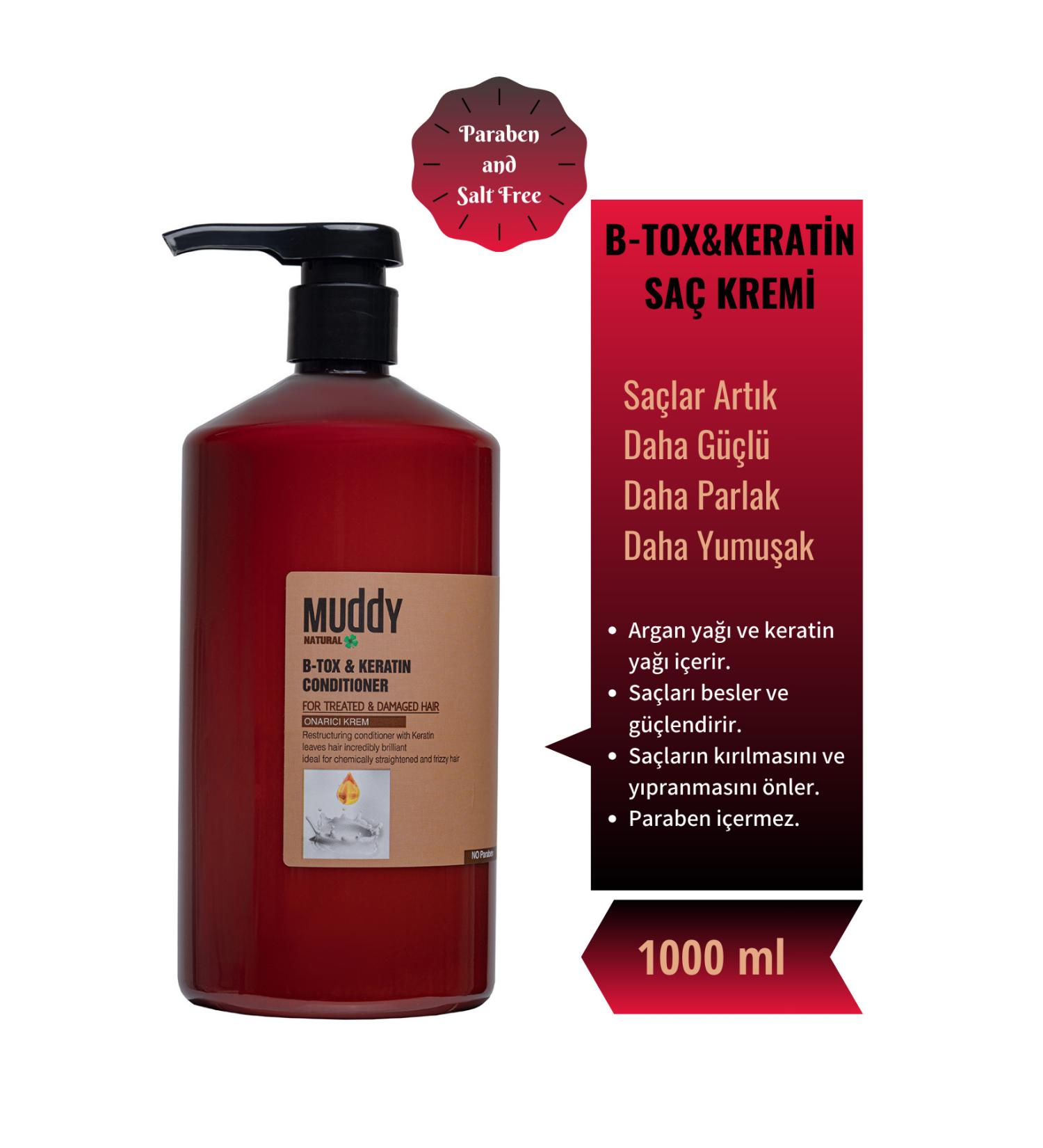 Muddy Extremely Damaged Hair B-tox & Keratin Repairing Conditioner 1000 ml 8697426736754