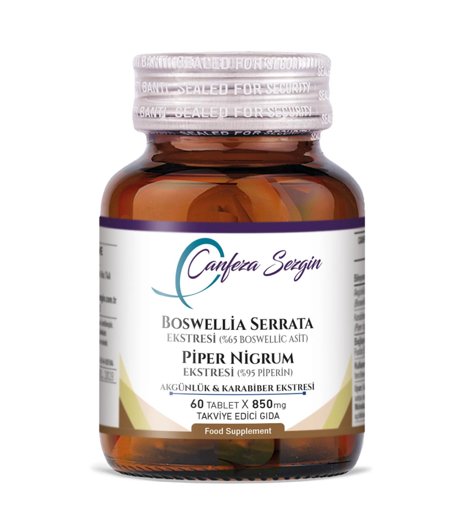 Canfeza Sezgin BOSWELLIA SERRATA EXTRACT PIPER NIGRUM EXTRACT AKGUNLUK & BLACK PEPPER EXTRACT - Buy Online on GoSupps.com