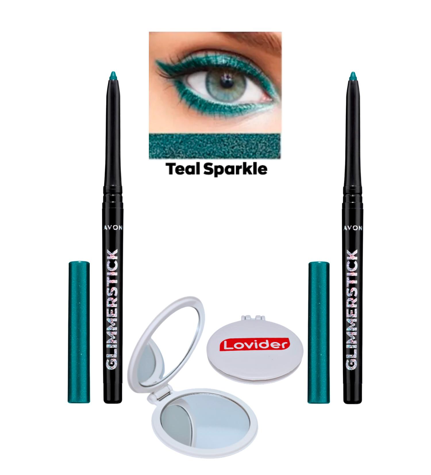 Avon Glimmerstick Lift Eyeliner Shimmer - Teal Sparkle 2 Pack + Lovider Pocket Mirror - Buy Online on GoSupps.com