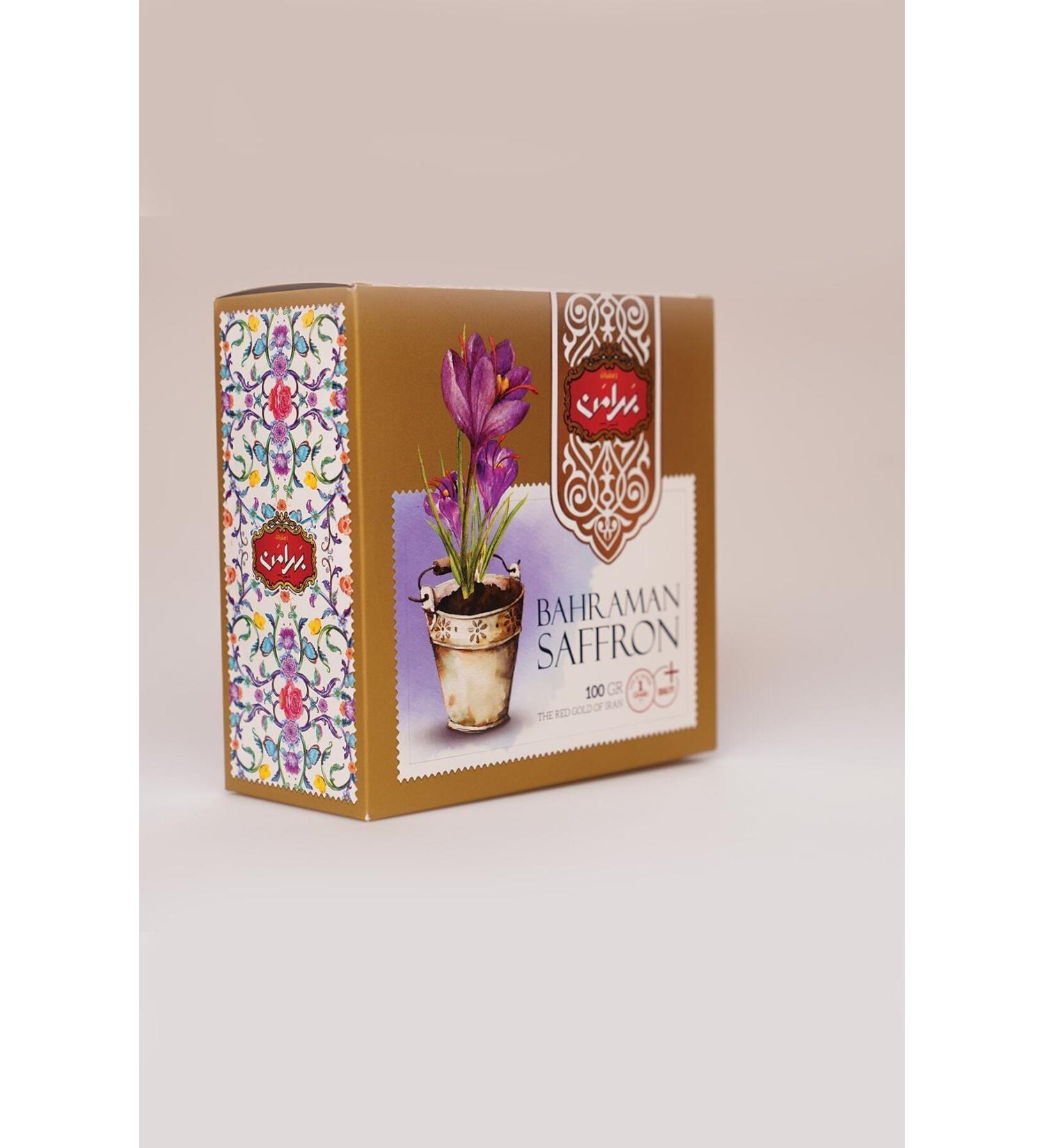 Bahraman Saffron Bahraman Saffron Super Ball Negin Saffron (100gr) Copper Boxed 0 Organic Premium Quality Iranian Saffron.