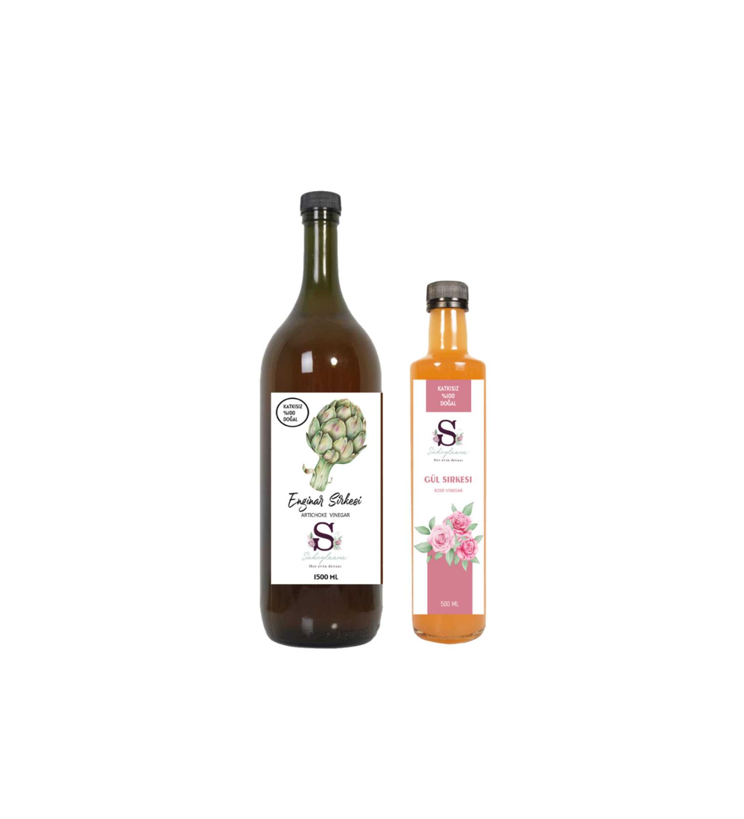 S heylaana Natural Artichoke Vinegar 1500 Ml - Natural Rose Vinegar 500 Ml