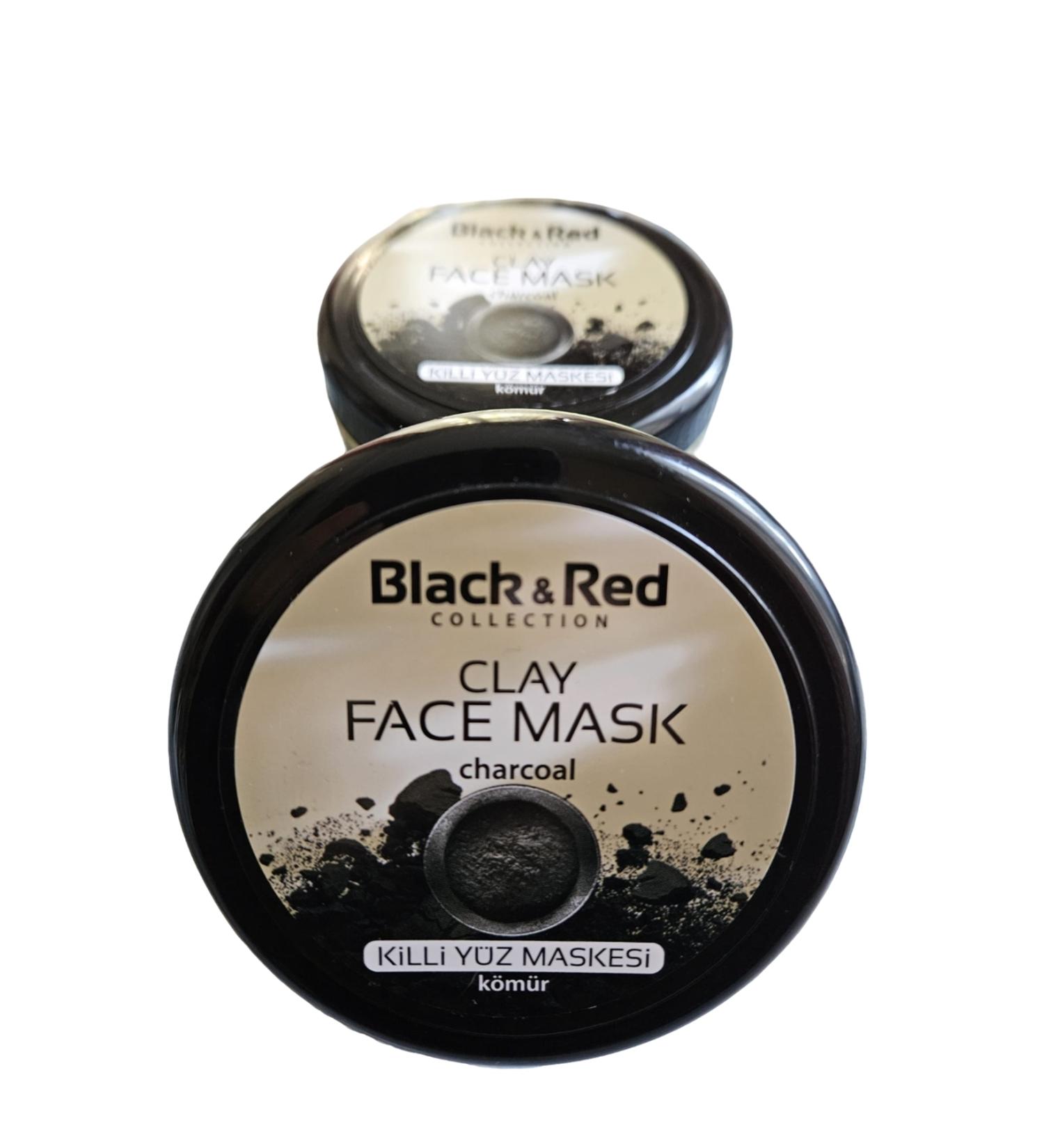 Black Red Clay Face Mask with Charcoal Extract (2 Pieces)