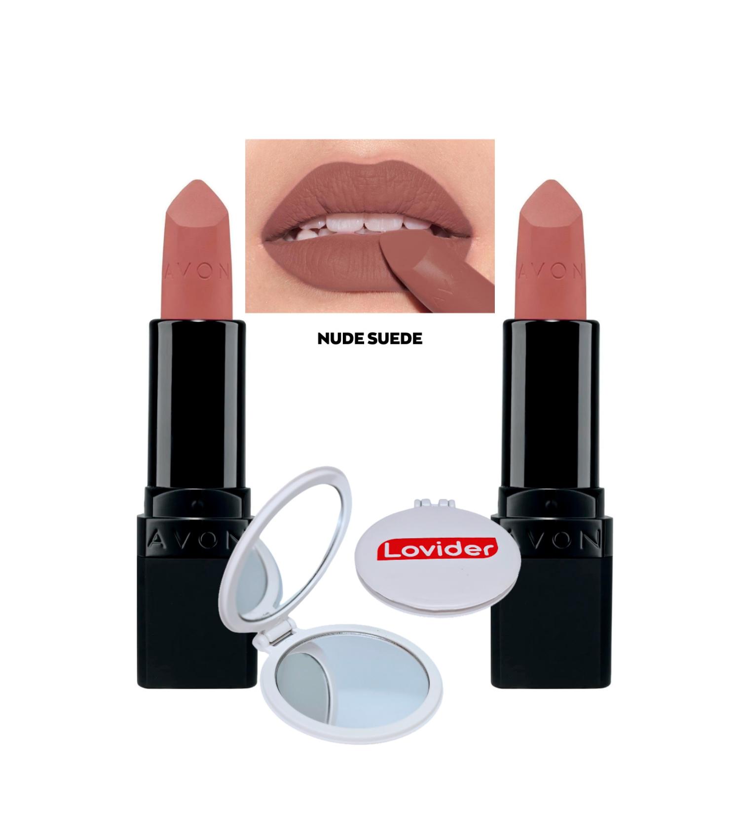 Avon Ultra Matte Lipstick Nude Suede 2 Pack + Lovider Pocket Mirror Gift - Buy Online on GoSupps.com